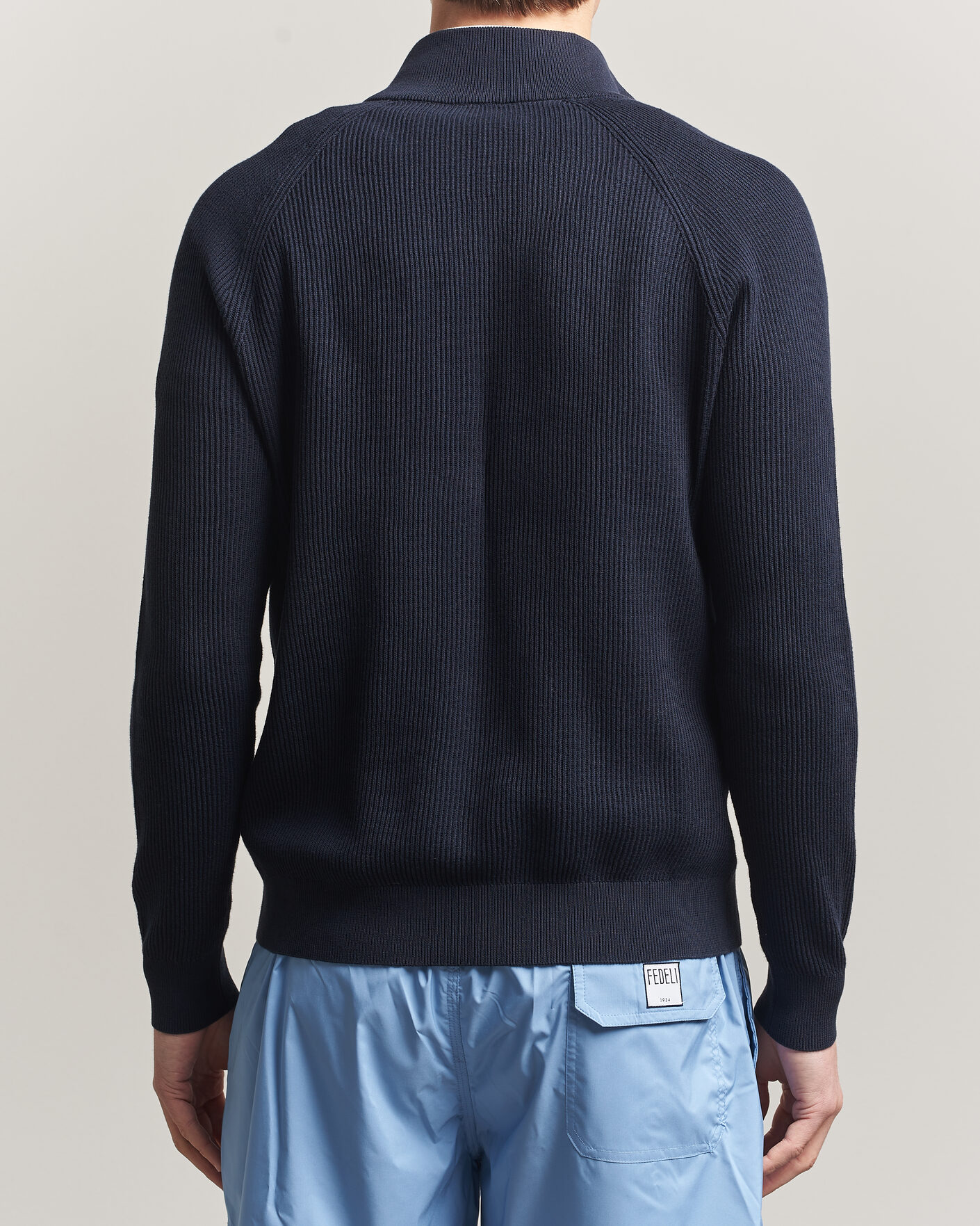 Uomini | Maglieria | Fedeli | Giza Cotton Full Zip Sweater Navy
