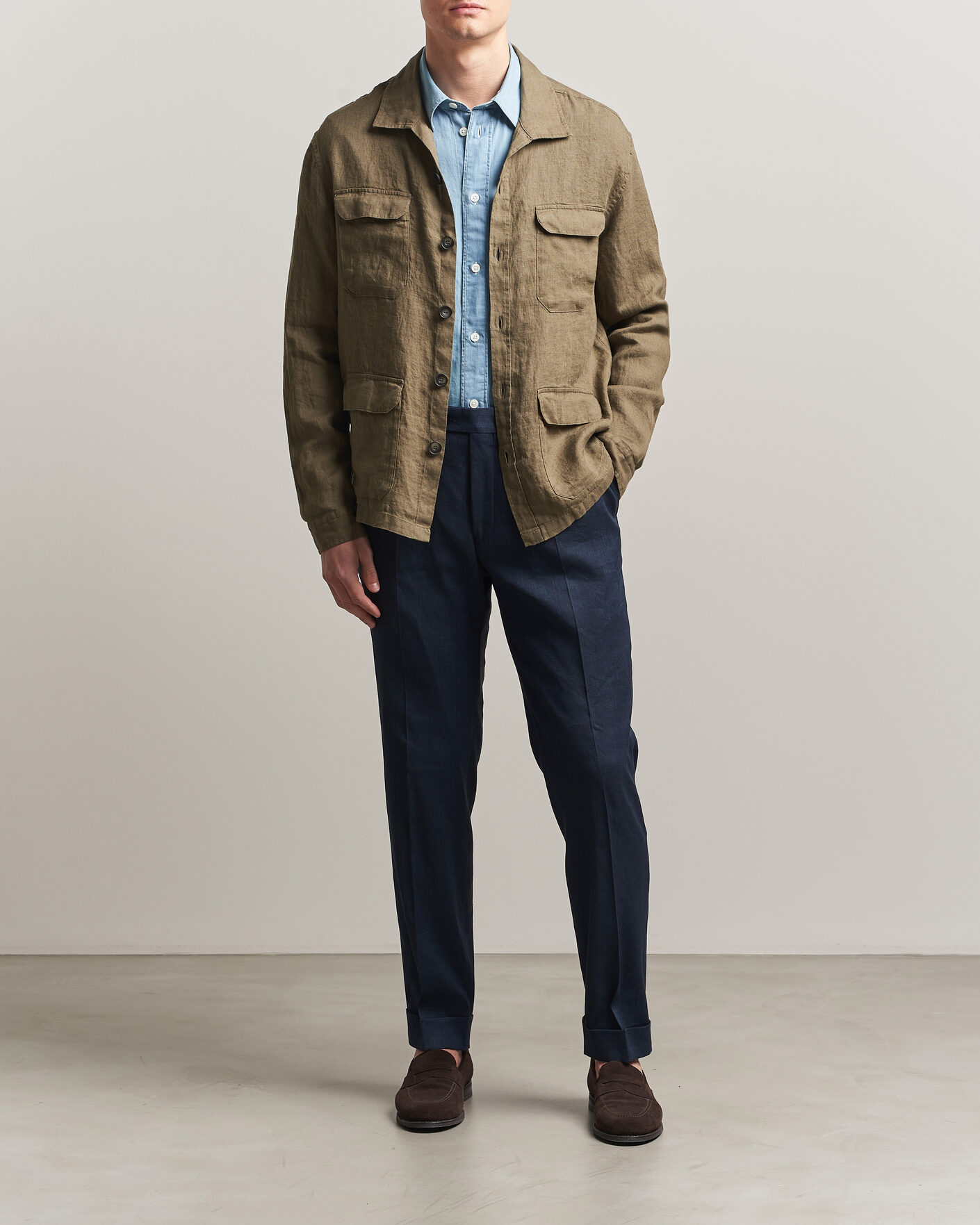 Uomini | Giacche | Herno | Linen Safari Jacket Military