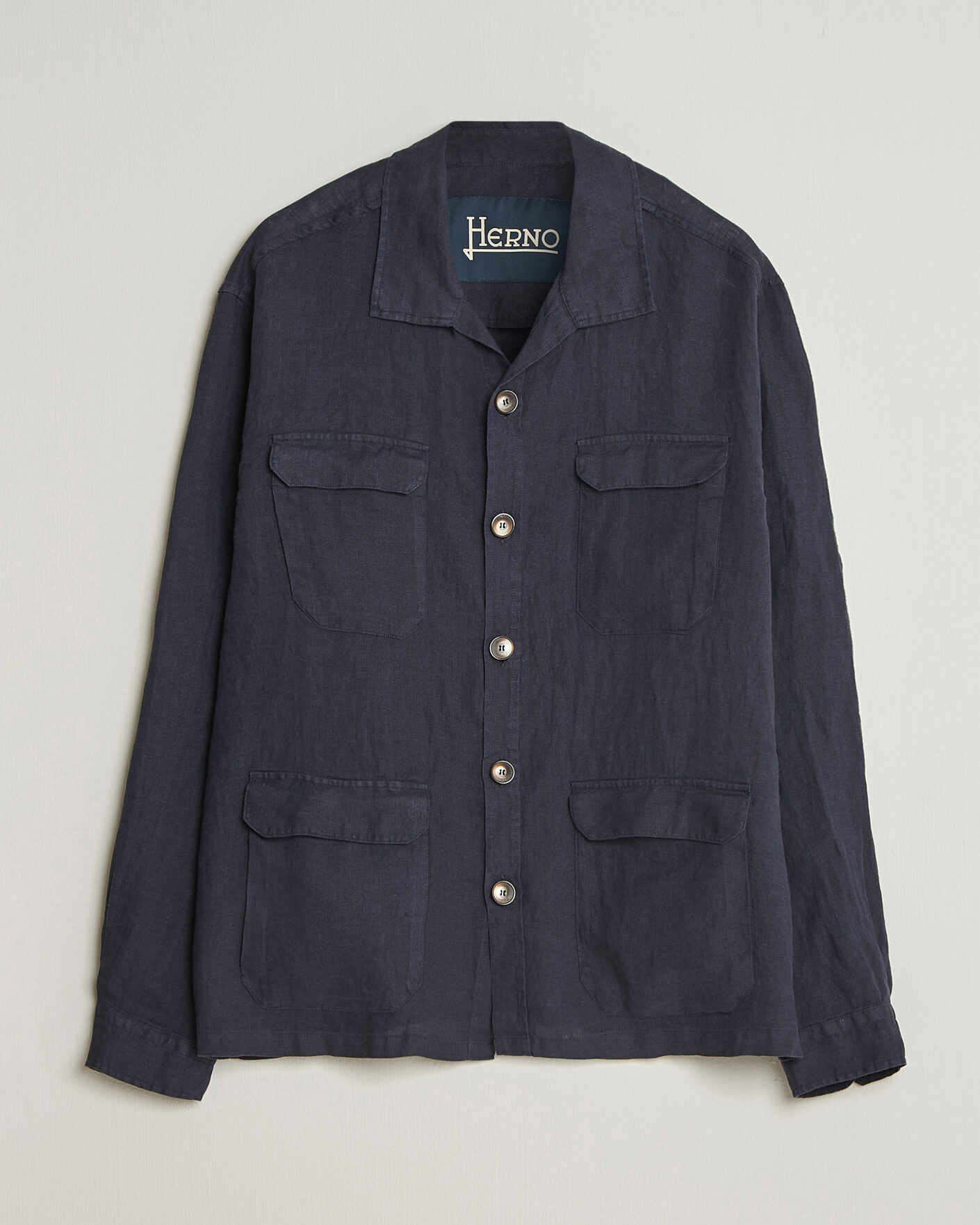 Uomini | Giacche | Herno | Linen Safari Jacket Navy