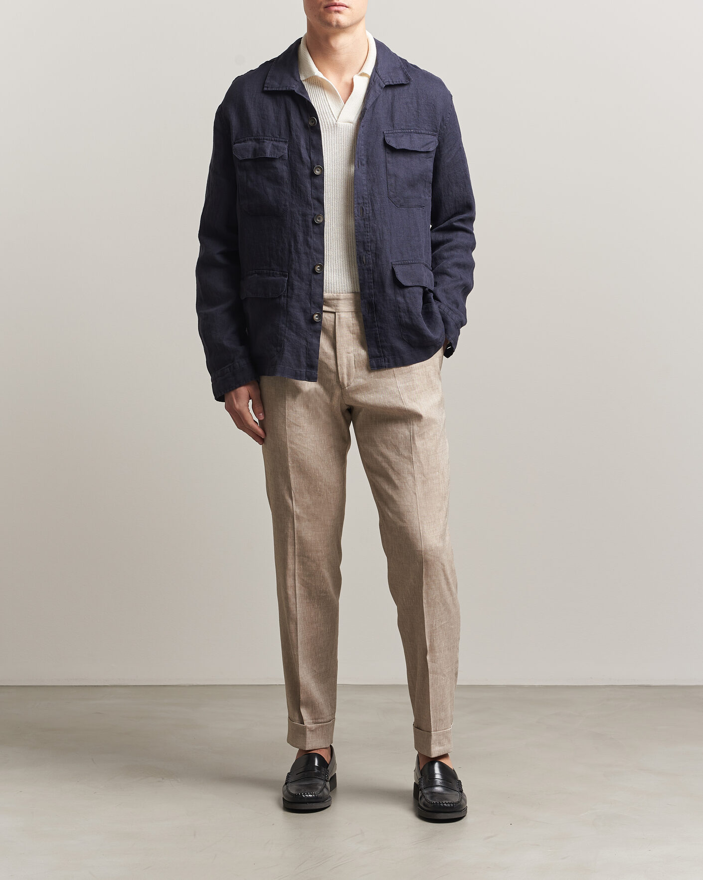 Uomini |  | Herno | Linen Safari Jacket Navy