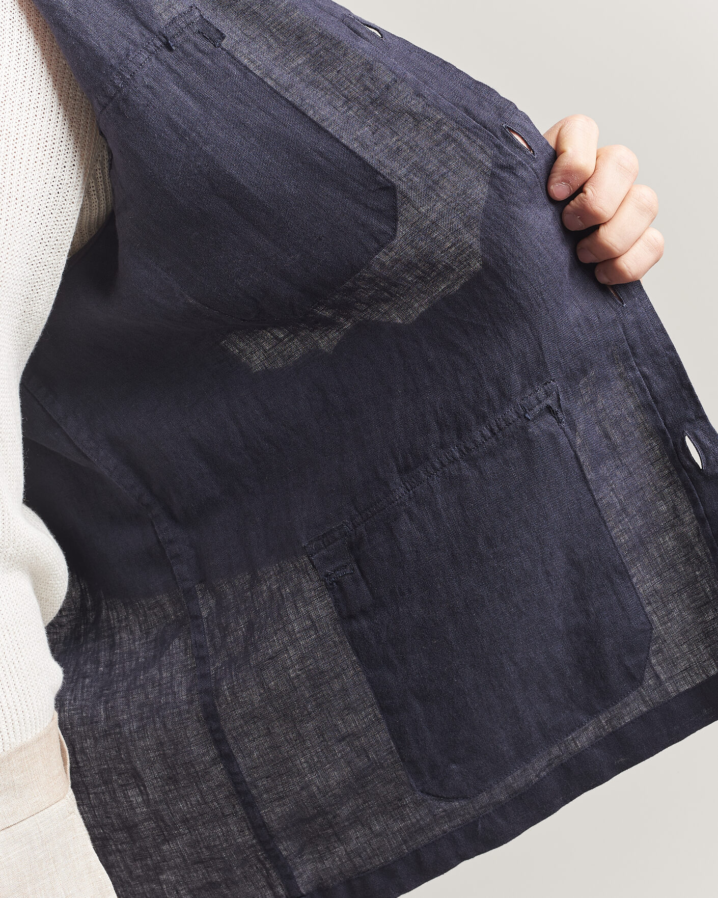 Uomini | Giacche | Herno | Linen Safari Jacket Navy