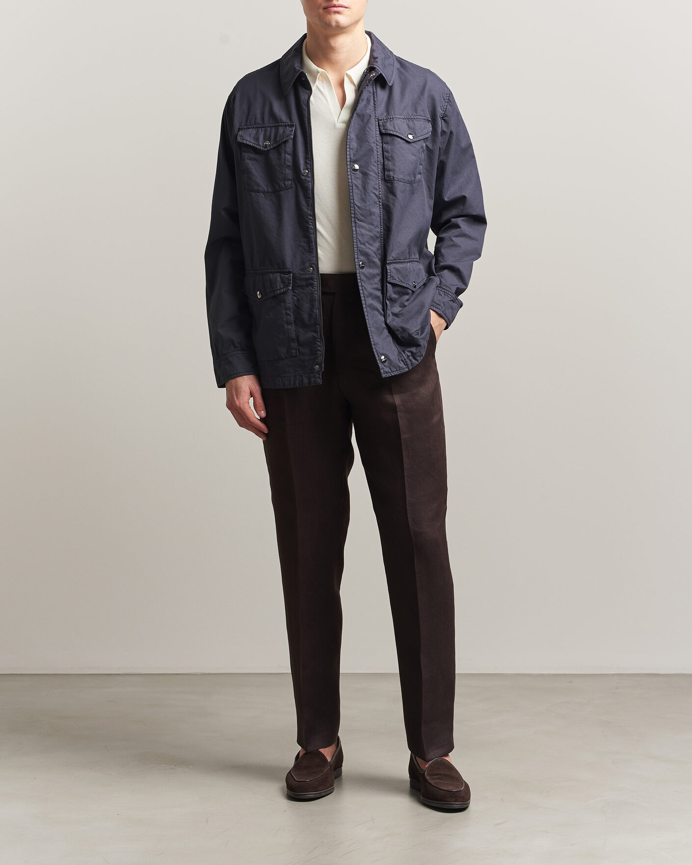 Uomini | Giacche | Herno | Washed Cotton Field Jacket Navy