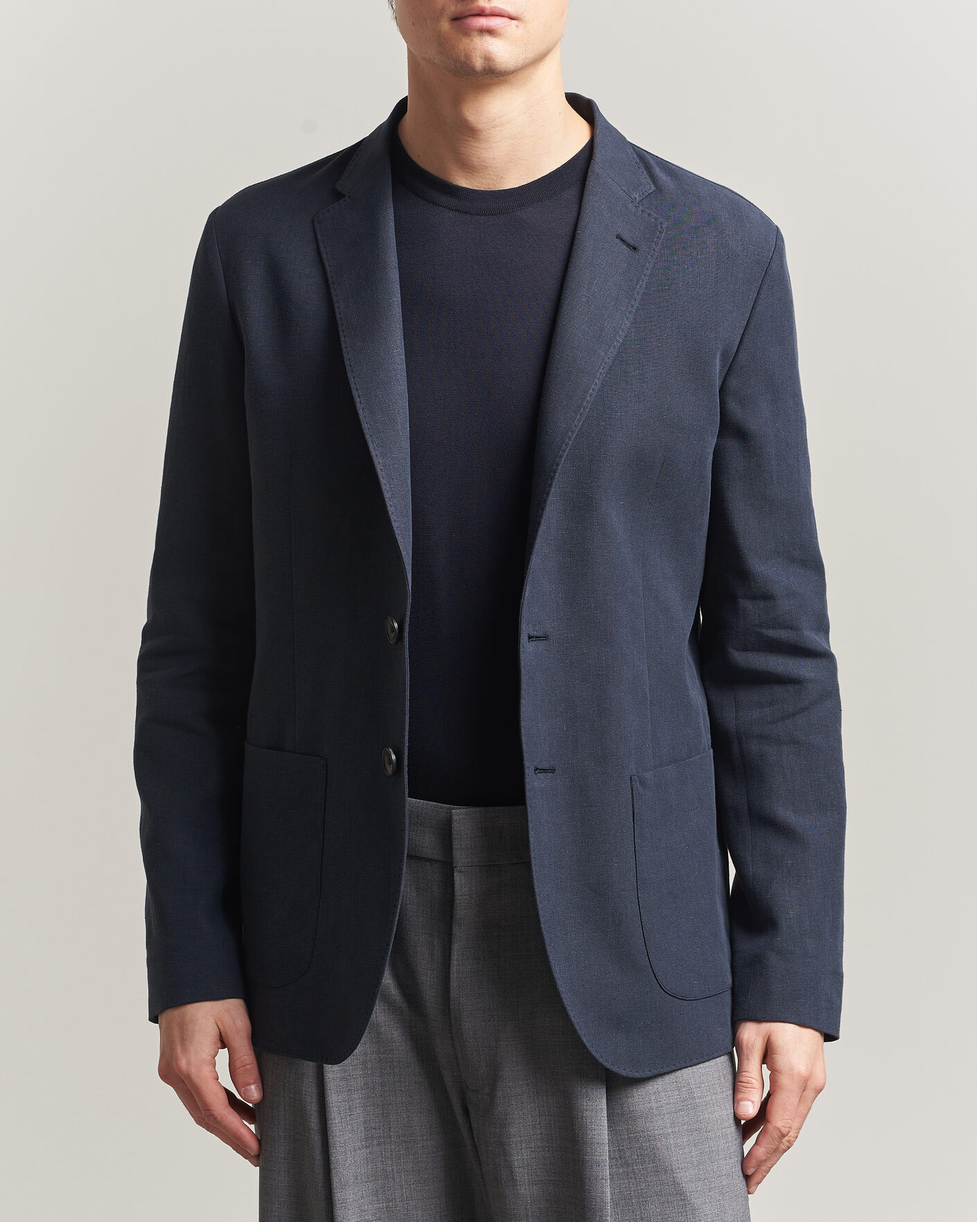 Uomini | Blazers | Herno | Cotton/Linen Blazer Navy