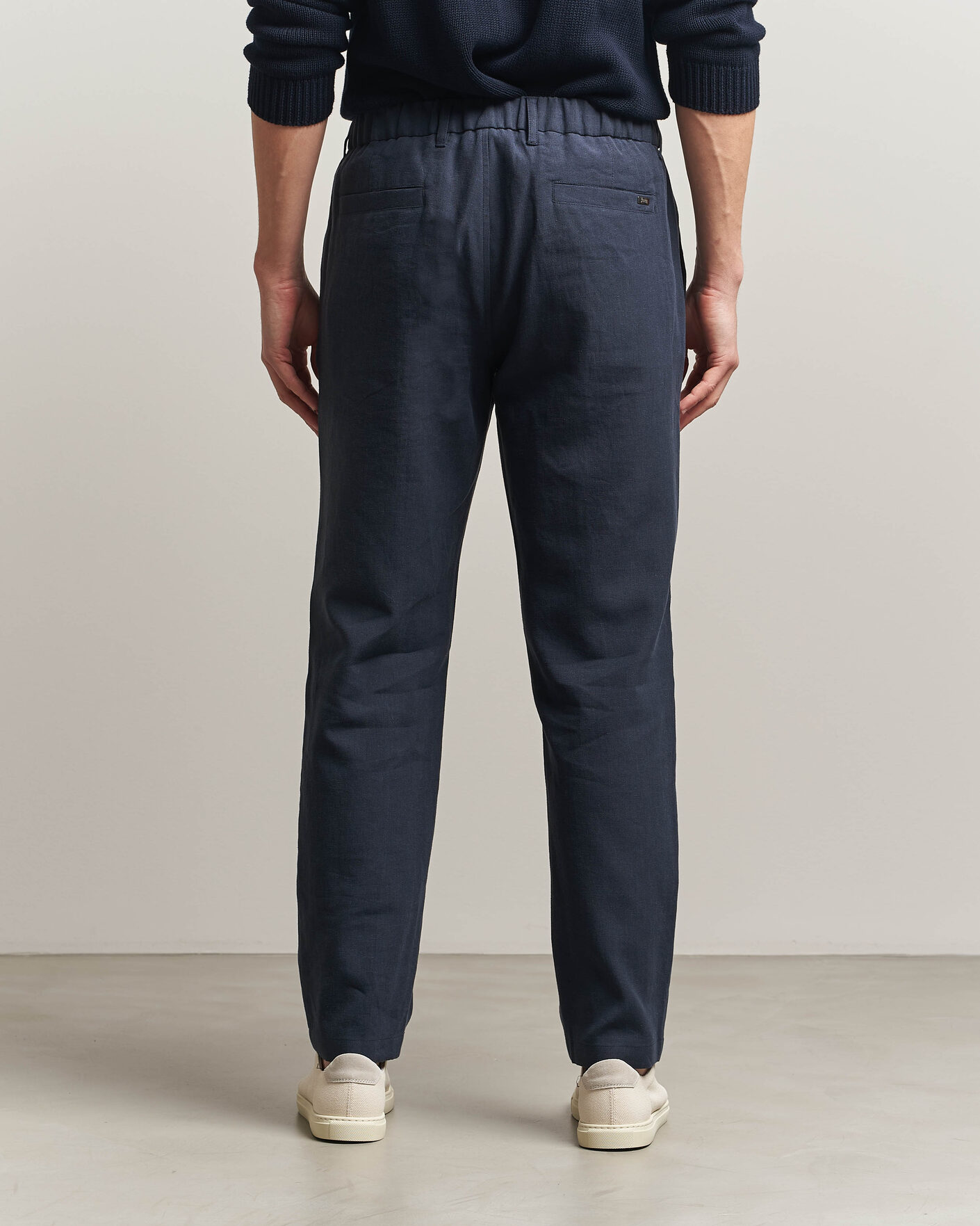 Uomini | Pantaloni | Herno | Cotton/Linen Drawstring Pants Navy