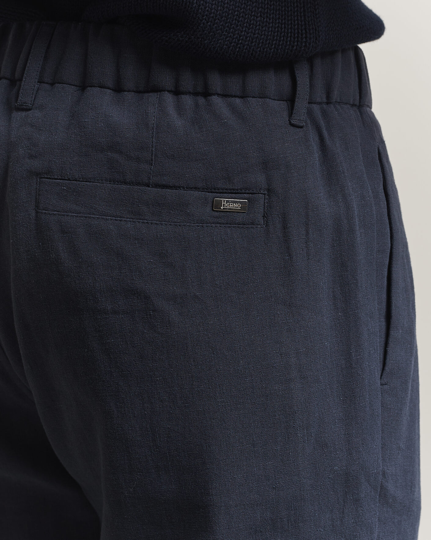 Uomini | Pantaloni | Herno | Cotton/Linen Drawstring Pants Navy