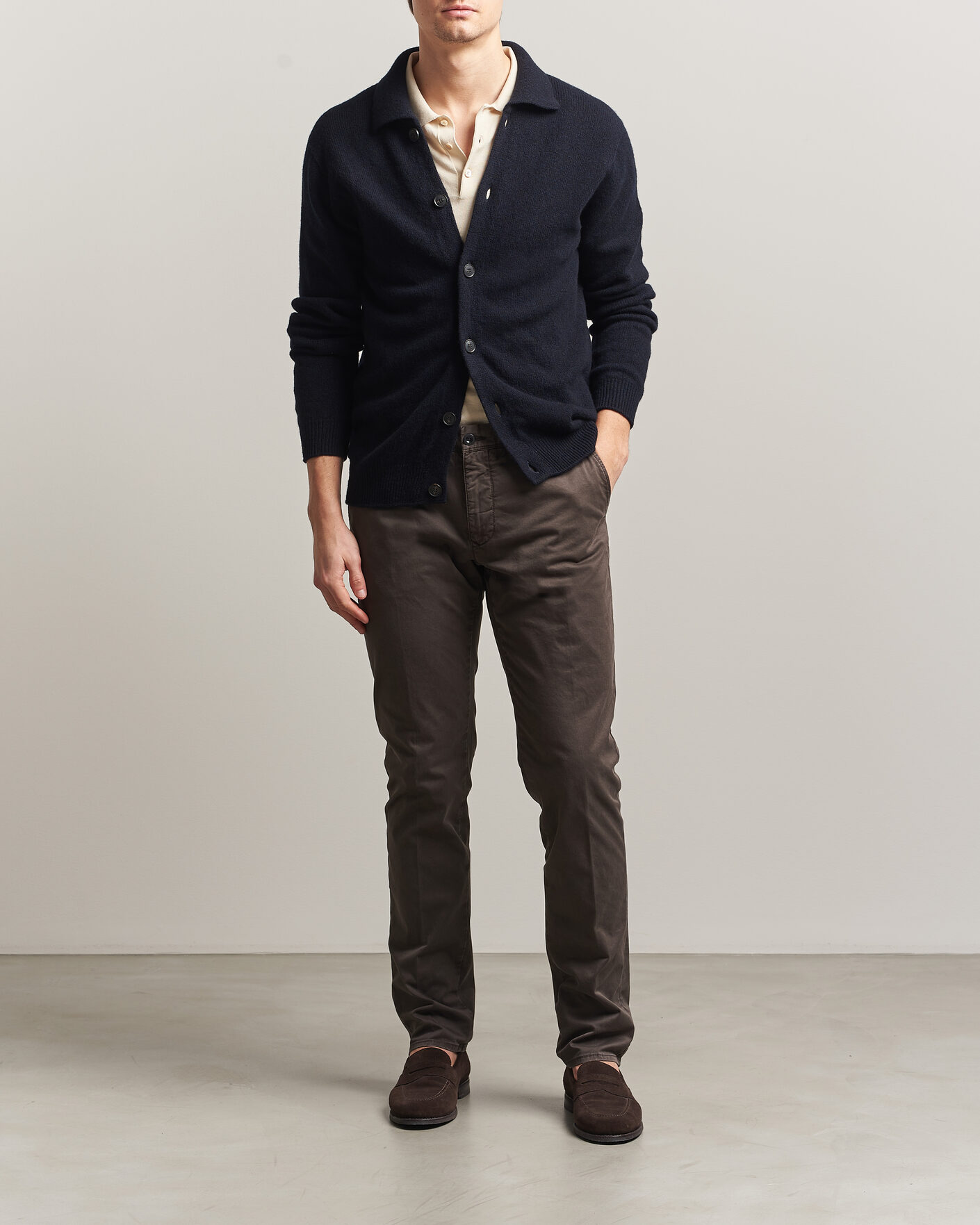 Uomini | Pantaloni | Incotex | Slim Fit Garment Dyed Slacks Dark Brown