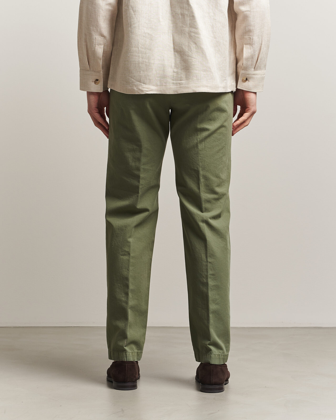 Uomini | Pantaloni | Incotex | Regular Fit Cotton/Linen Slacks Military