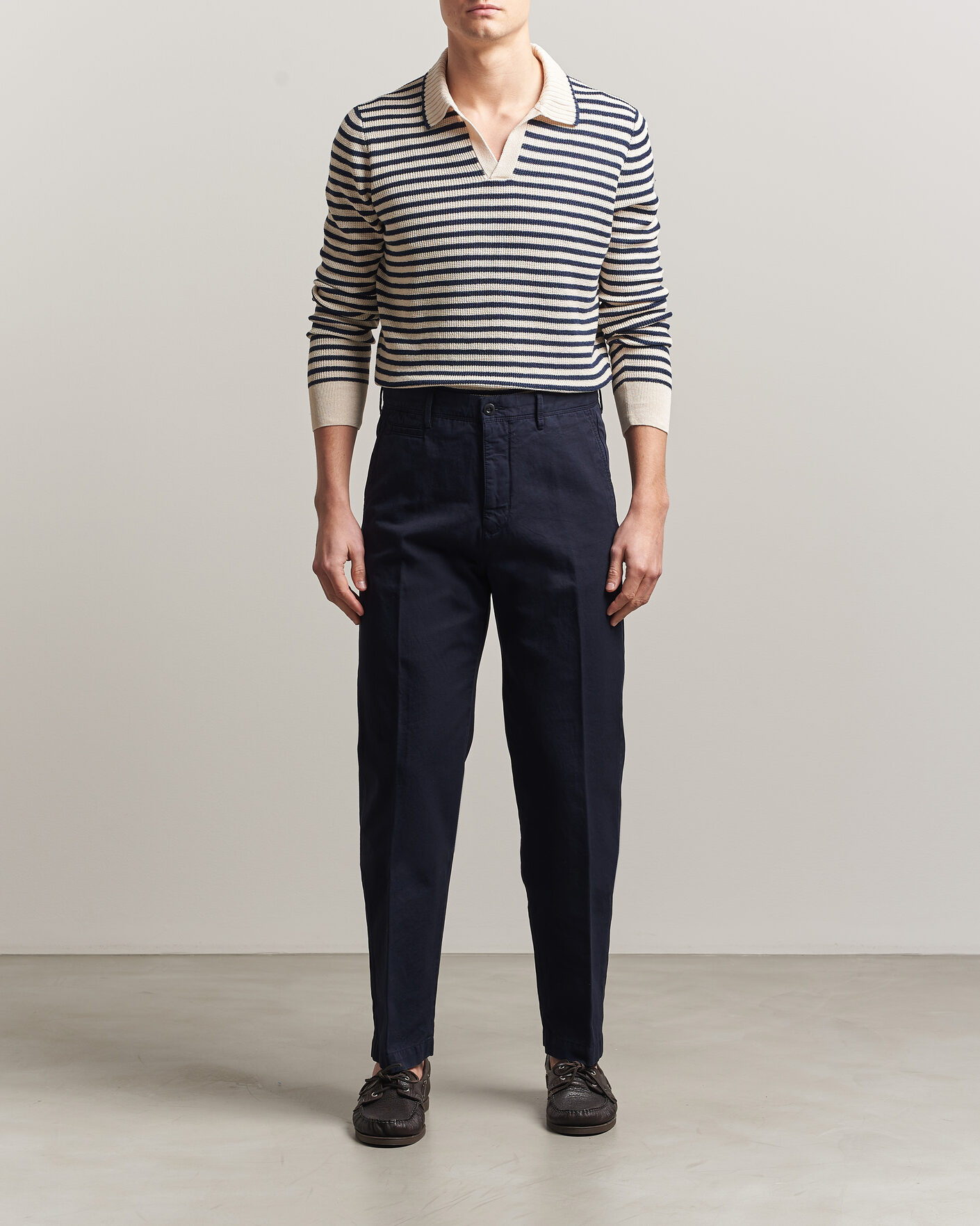 Uomini | Pantaloni | Incotex | Regular Fit Cotton/Linen Slacks Navy