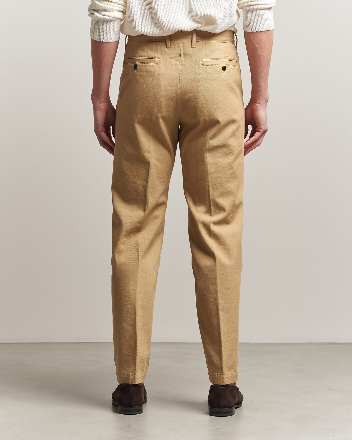 Uomini | Pantaloni | Incotex | Regular Fit Uniform Cotton Slacks Khaki