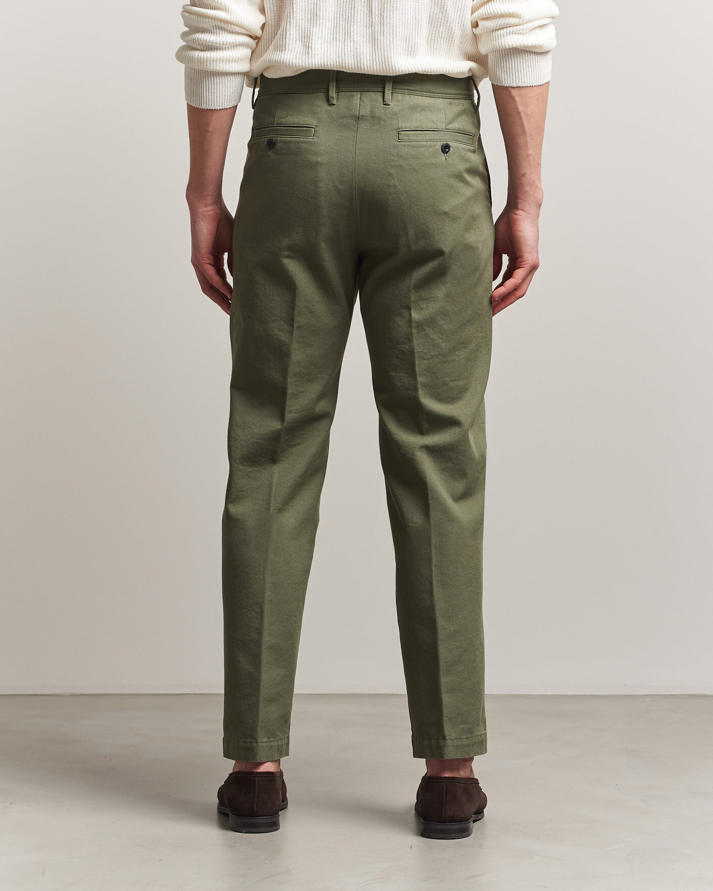 Uomini | Pantaloni | Incotex | Regular Fit Uniform Cotton Slacks Military