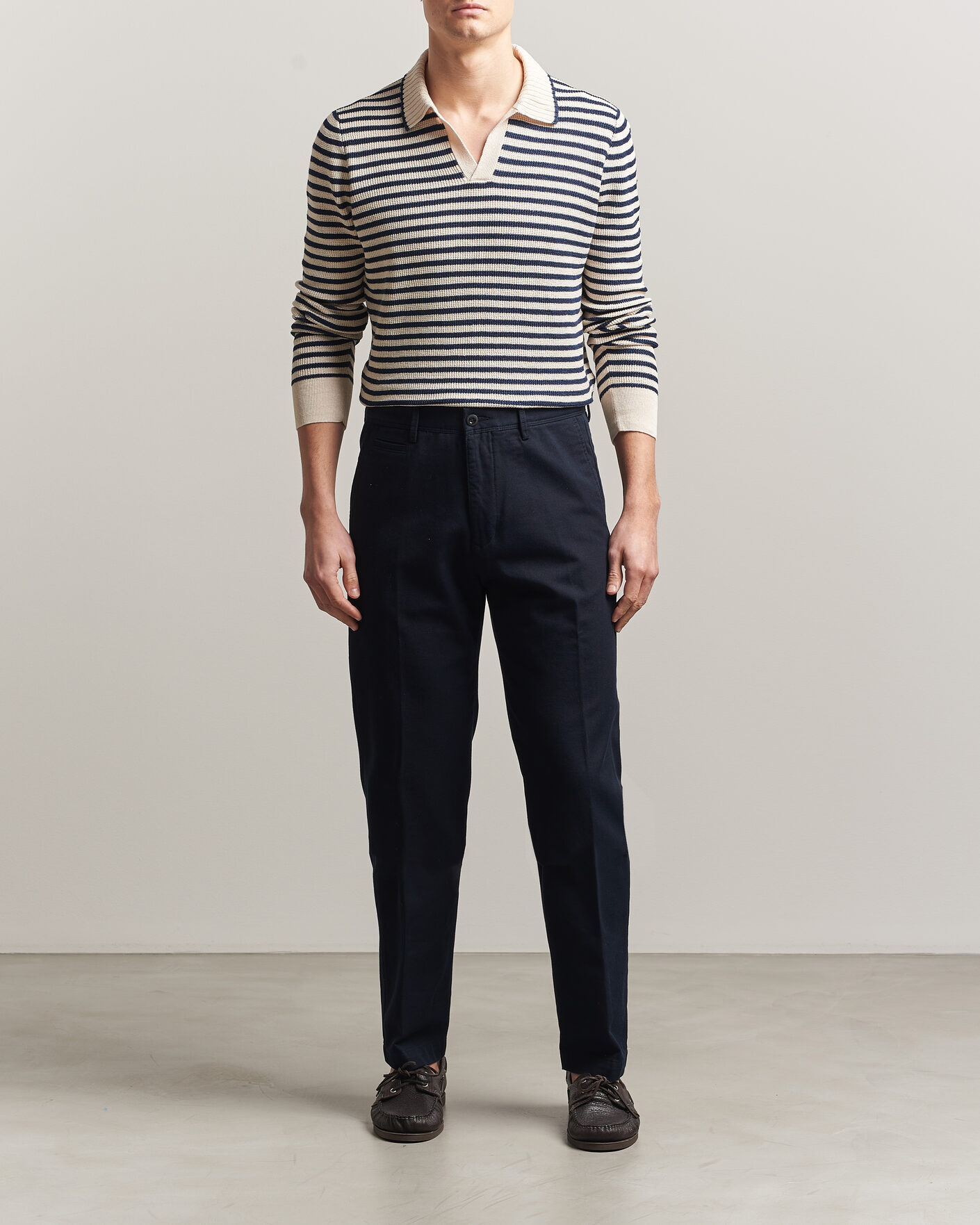 Uomini | Pantaloni | Incotex | Regular Fit Uniform Cotton Slacks Navy