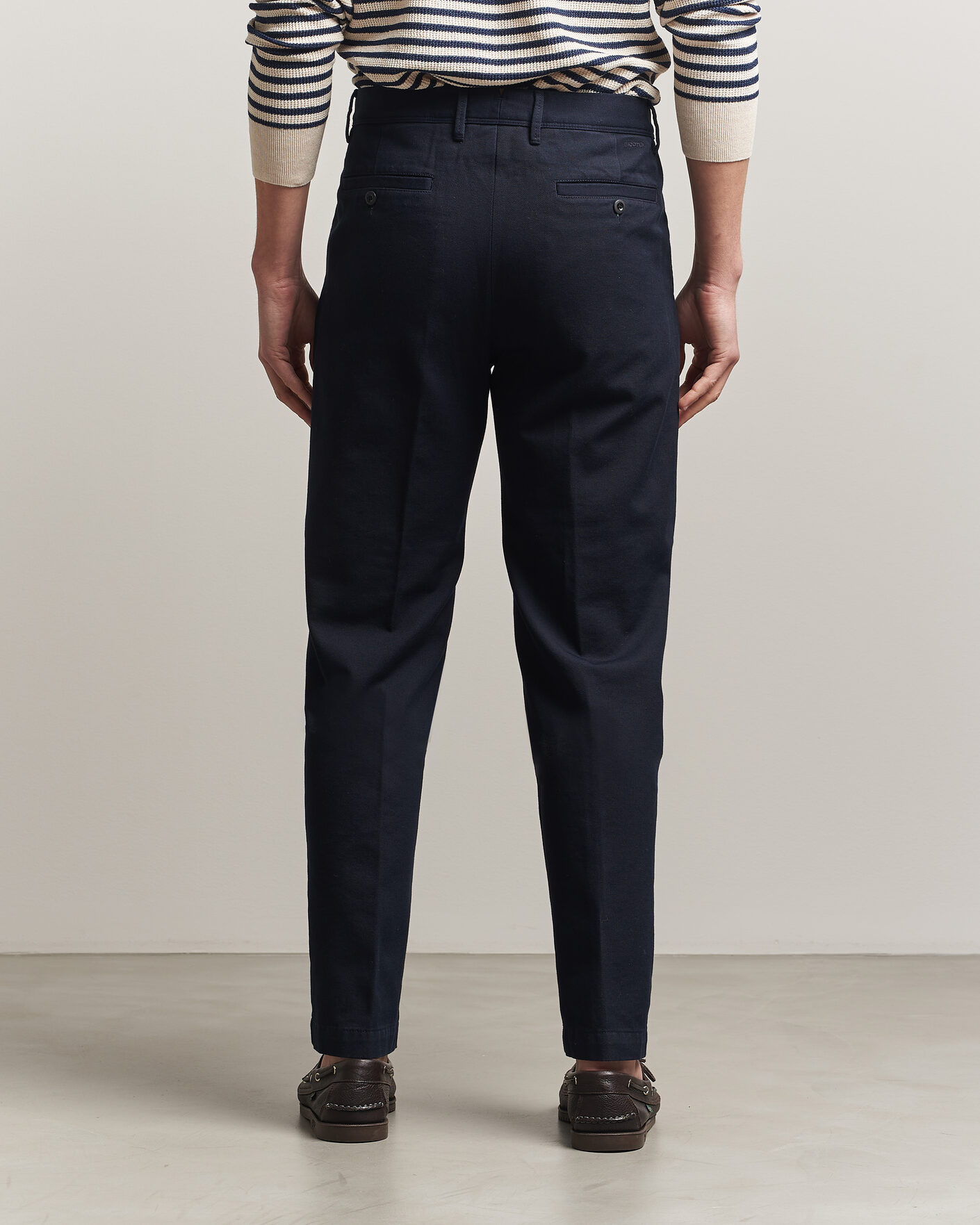 Uomini | Pantaloni | Incotex | Regular Fit Uniform Cotton Slacks Navy