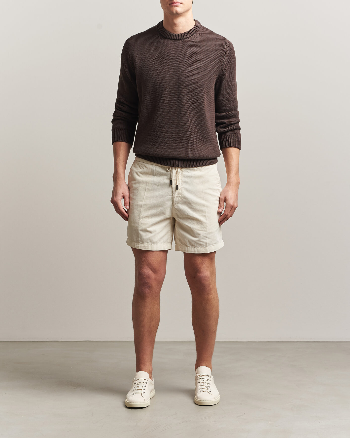 Uomini | Pantaloncini | Incotex | Baby Corduroy Drawstring Shorts Off White