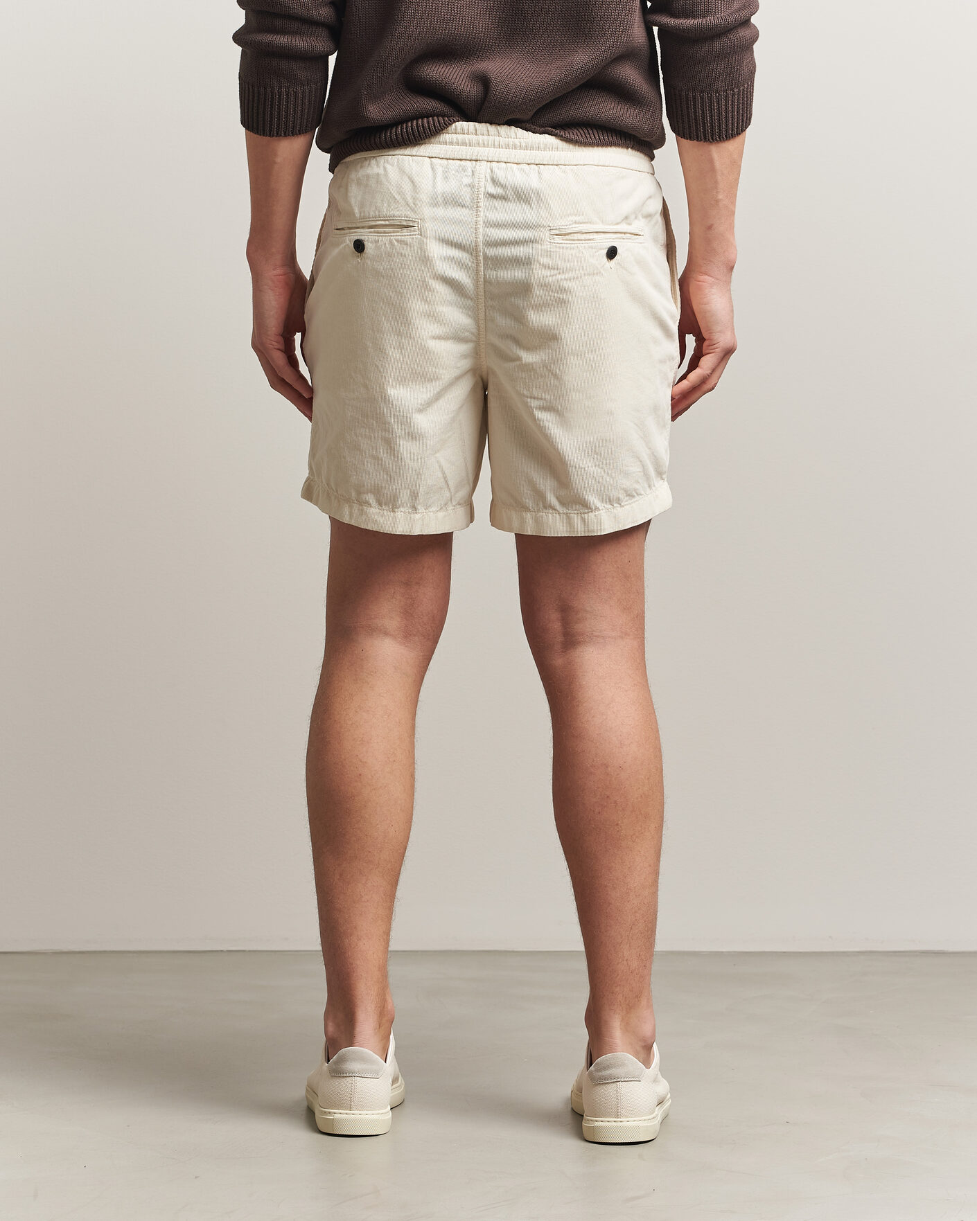 Uomini | Pantaloncini | Incotex | Baby Corduroy Drawstring Shorts Off White