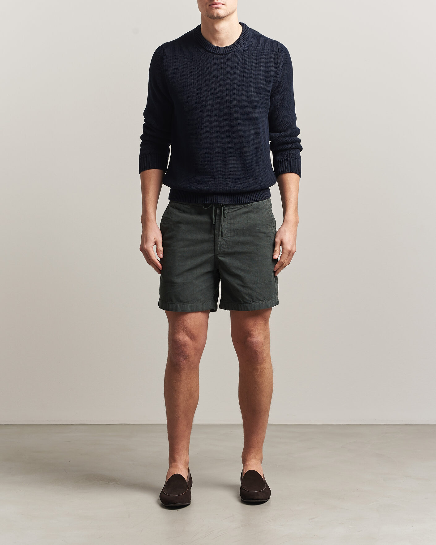 Uomini | Pantaloncini | Incotex | Baby Corduroy Drawstring Shorts Dark Green