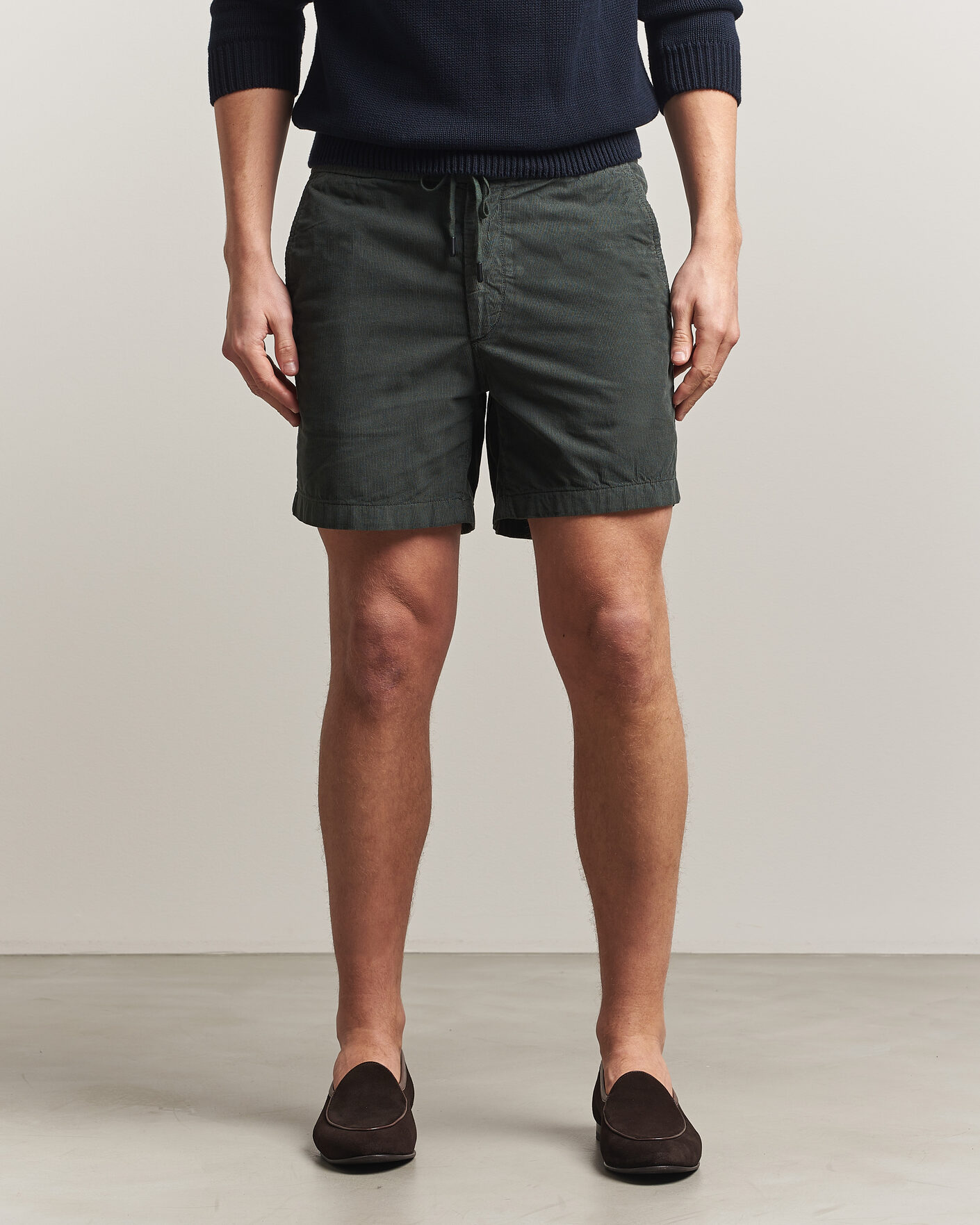 Uomini | Pantaloncini | Incotex | Baby Corduroy Drawstring Shorts Dark Green