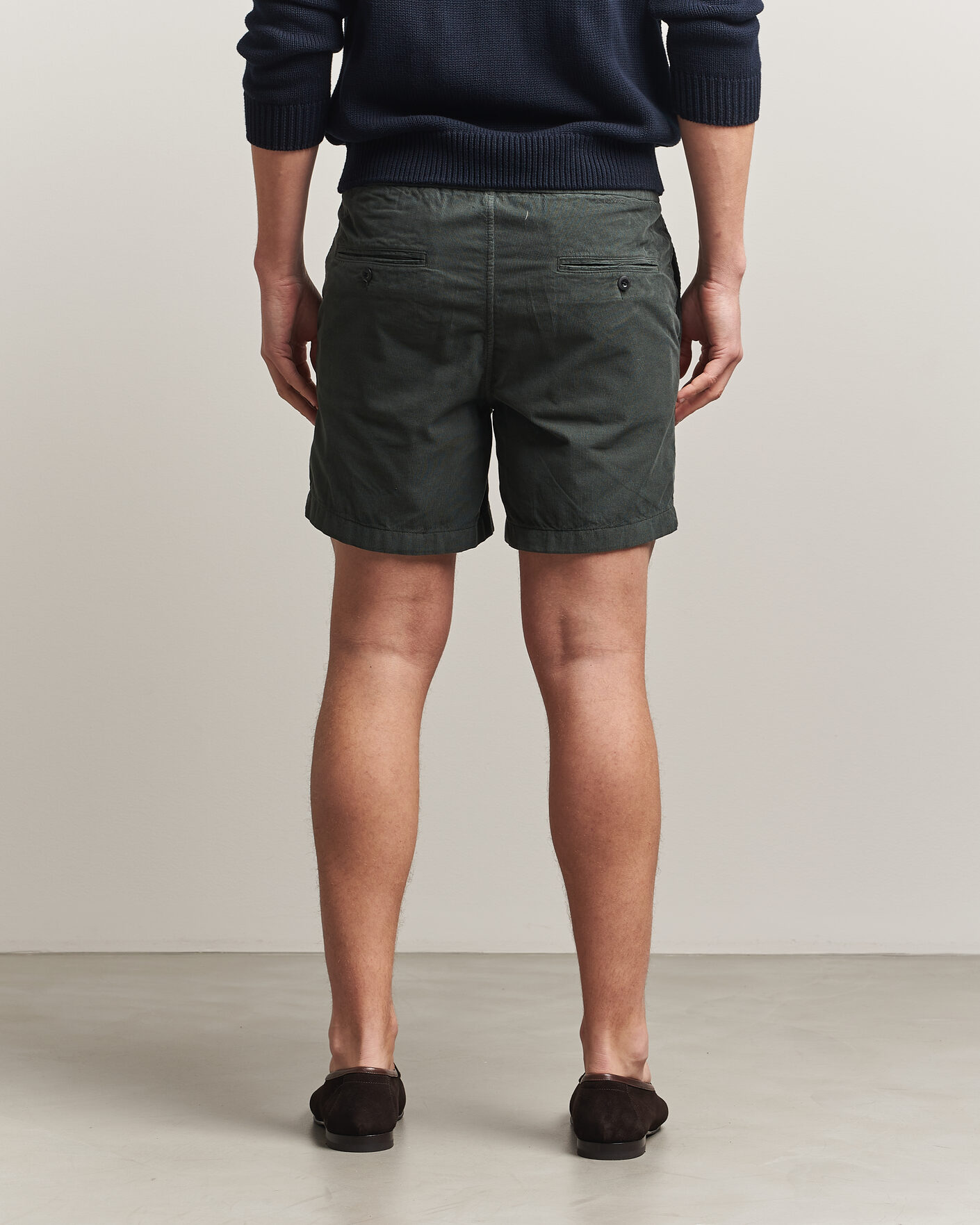 Uomini | Pantaloncini | Incotex | Baby Corduroy Drawstring Shorts Dark Green
