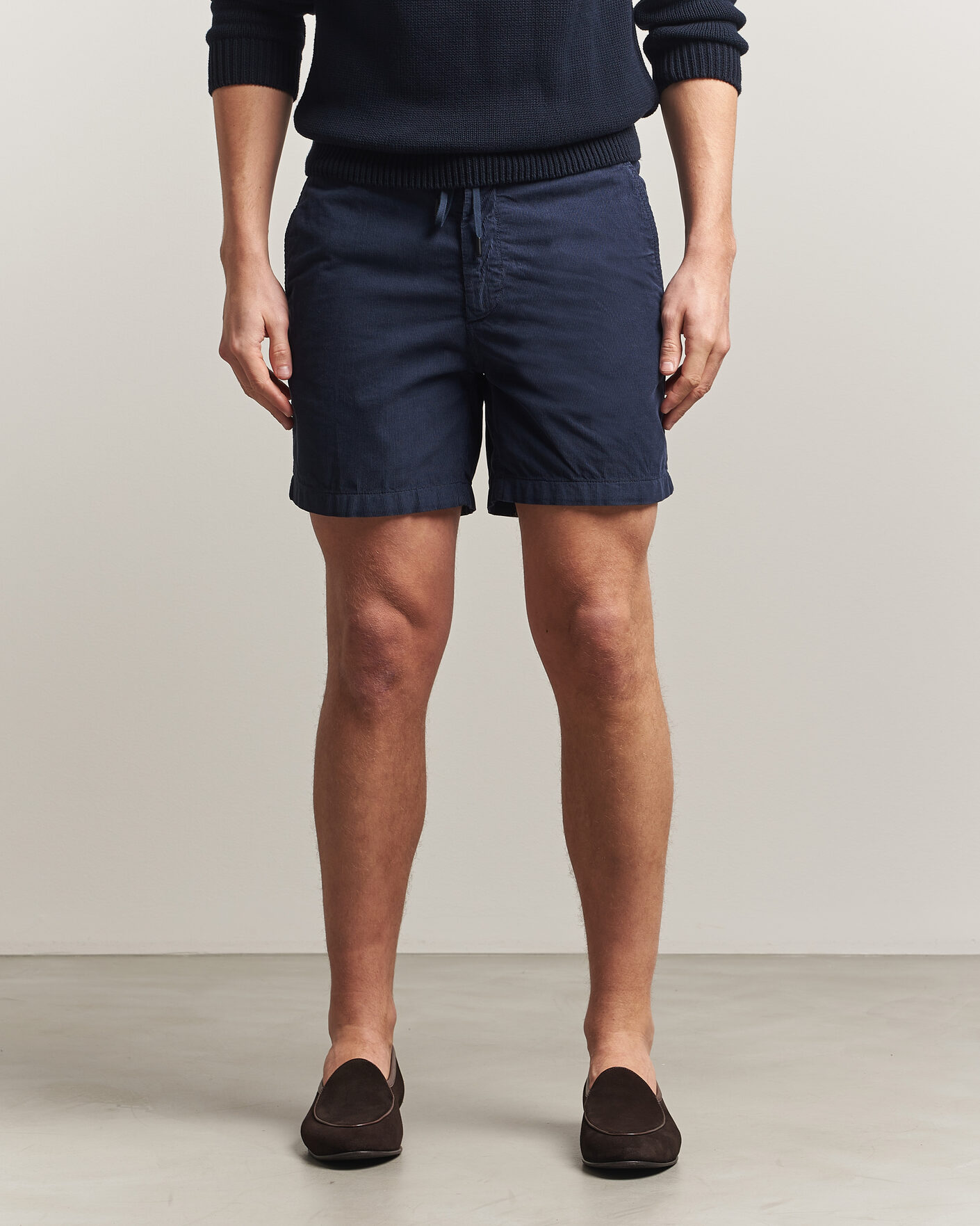 Uomini | Pantaloncini | Incotex | Baby Corduroy Drawstring Shorts Navy