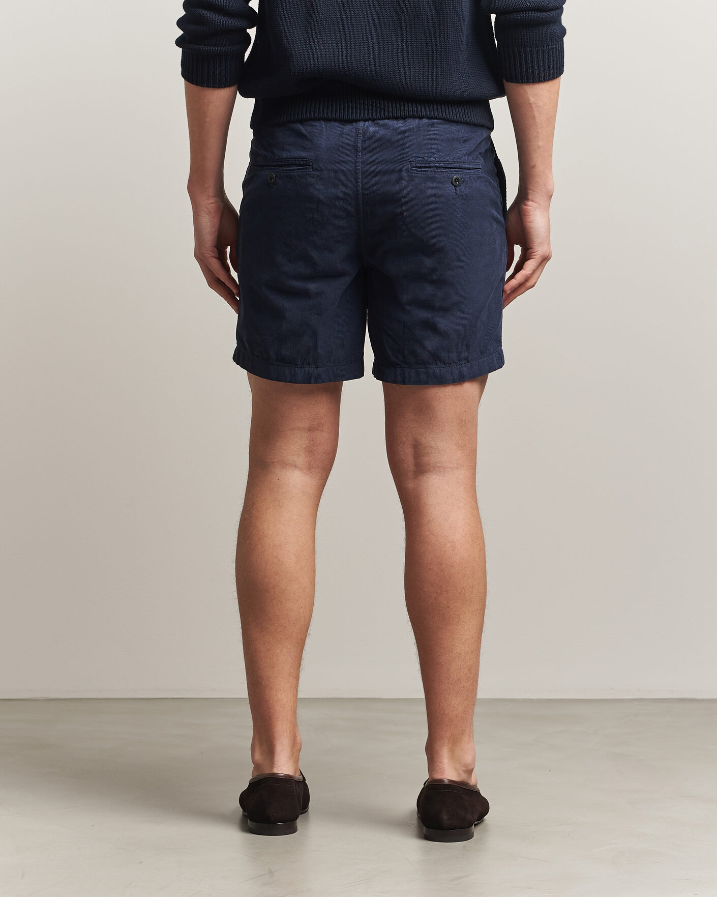 Uomini | Pantaloncini | Incotex | Baby Corduroy Drawstring Shorts Navy