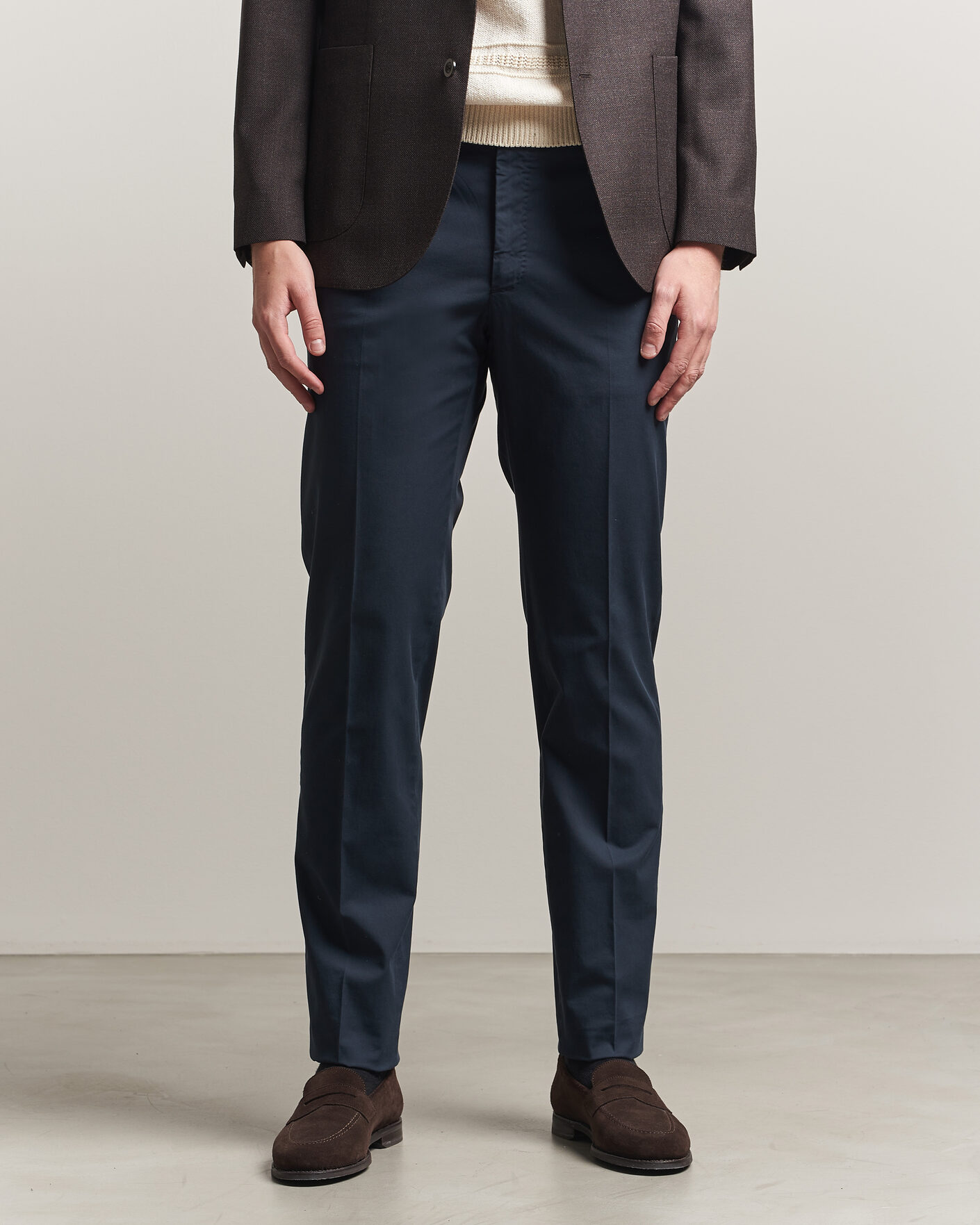 Uomini | Pantaloni | Incotex | Regular Fit Comfort Chinos Navy