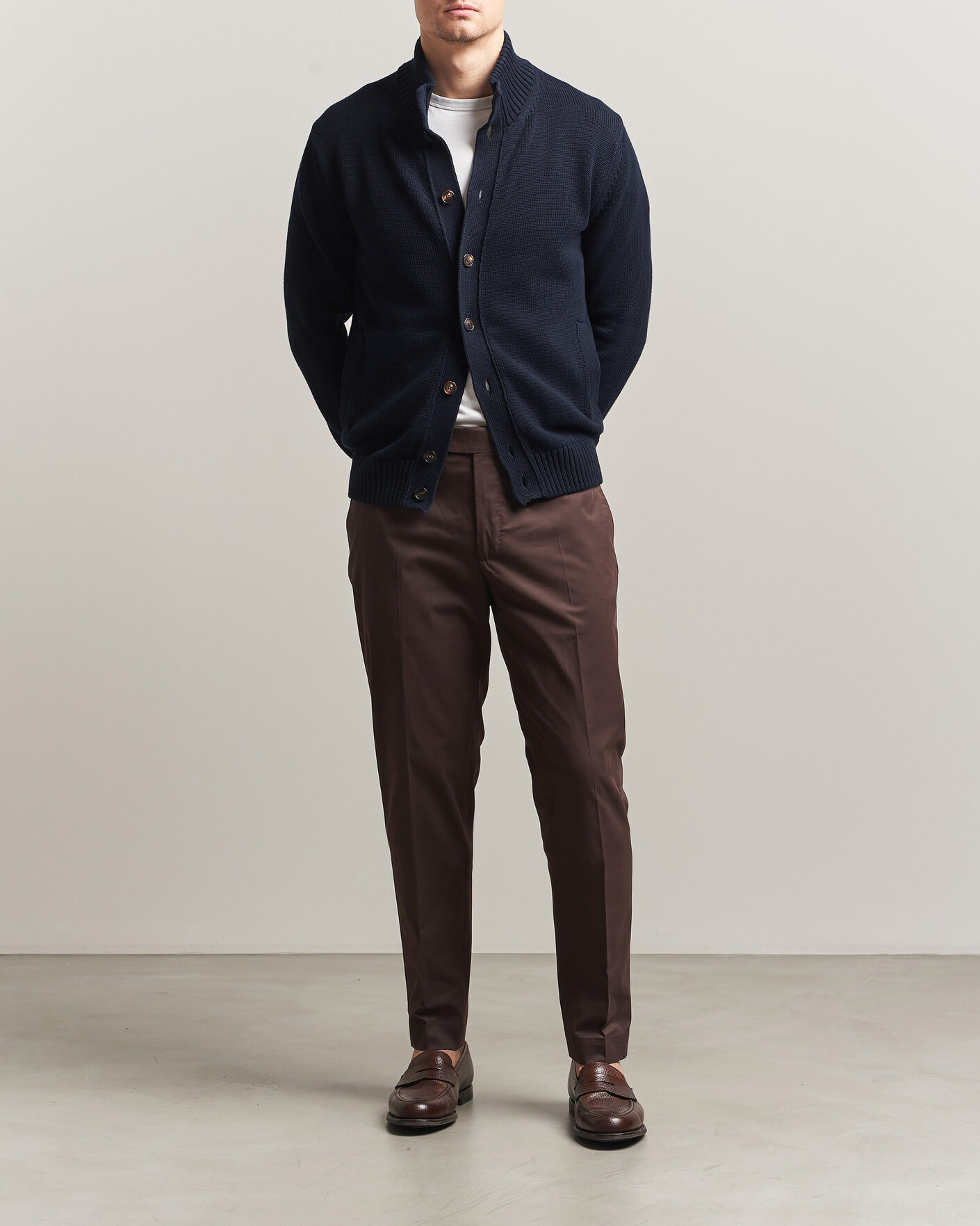 Uomini | Pantaloni | Incotex | Regular Fit Flexgab Cotton Chinos Dark Brown