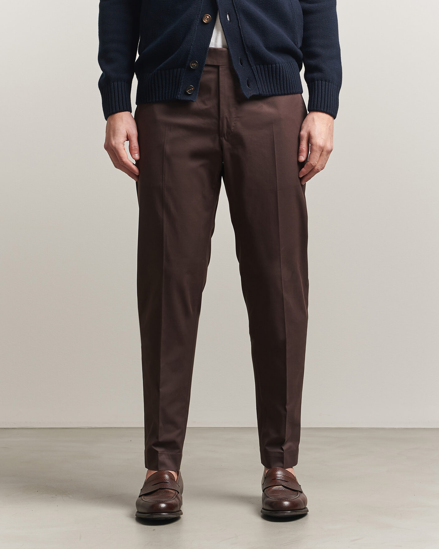 Uomini | Pantaloni | Incotex | Regular Fit Flexgab Cotton Chinos Dark Brown