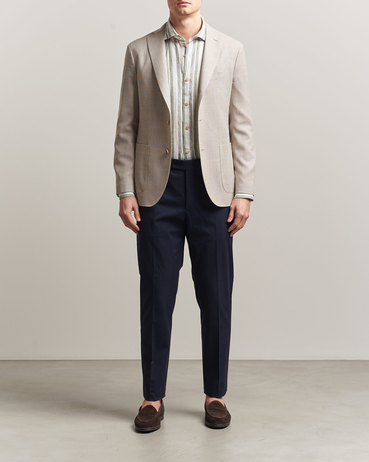 Uomini | Pantaloni | Incotex | Regular Fit Flexgab Cotton Chinos Navy