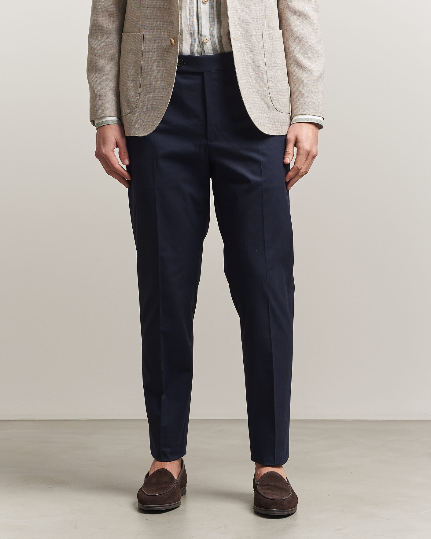 Uomini | Pantaloni | Incotex | Regular Fit Flexgab Cotton Chinos Navy
