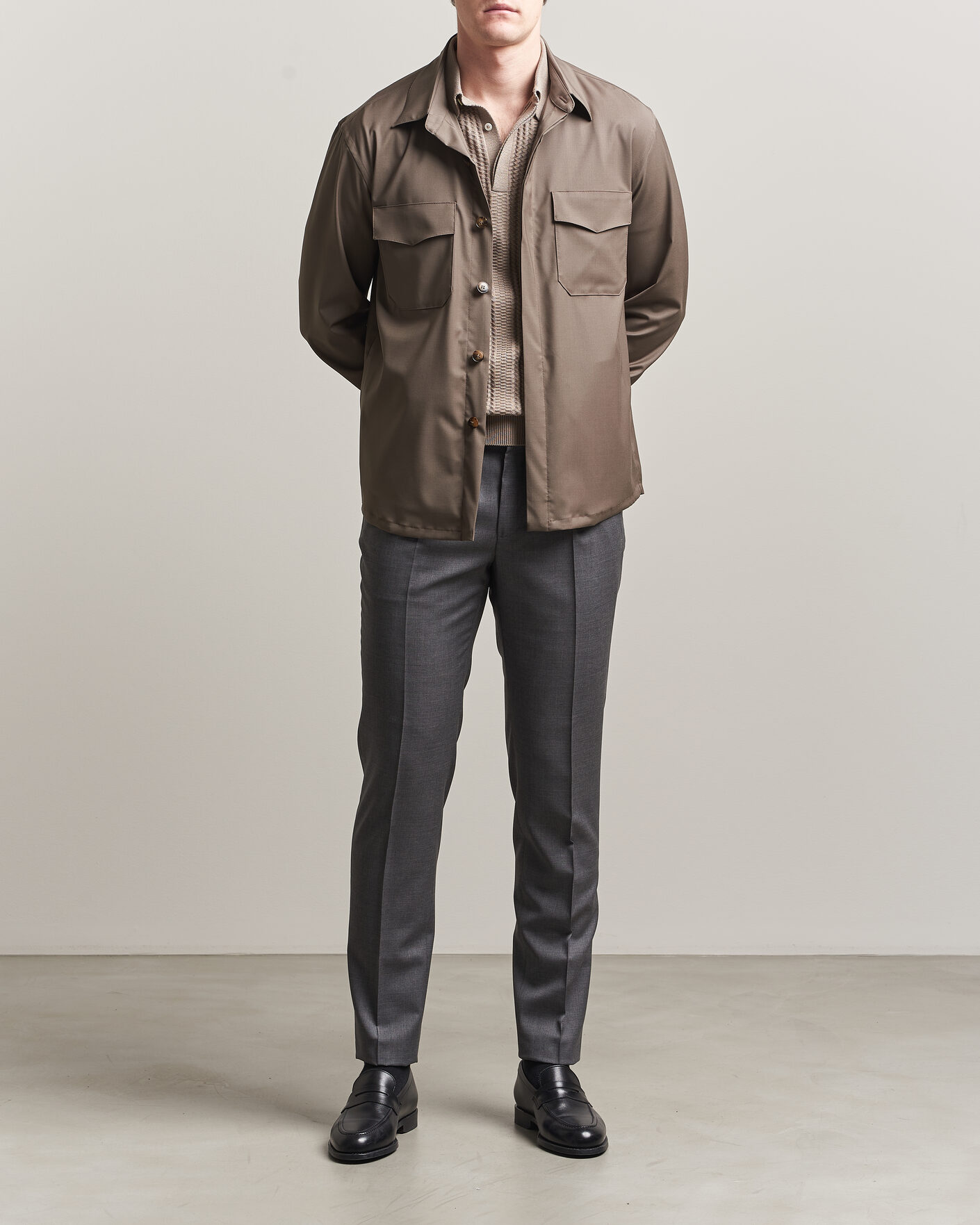 Uomini | Pantaloni | Incotex | Regular Fit Super 100s Wool Pants Grey Melange