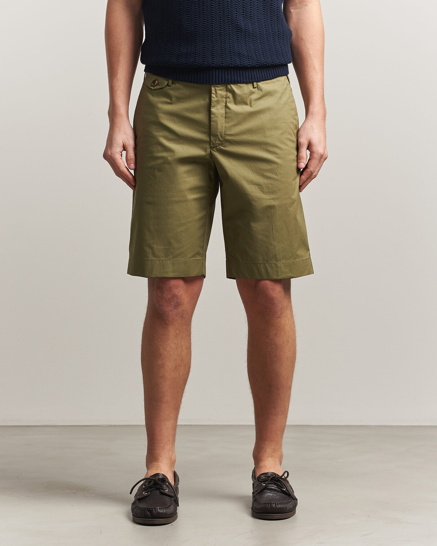 Uomini | Pantaloncini | Incotex | Cotton Poplin Shorts Olive