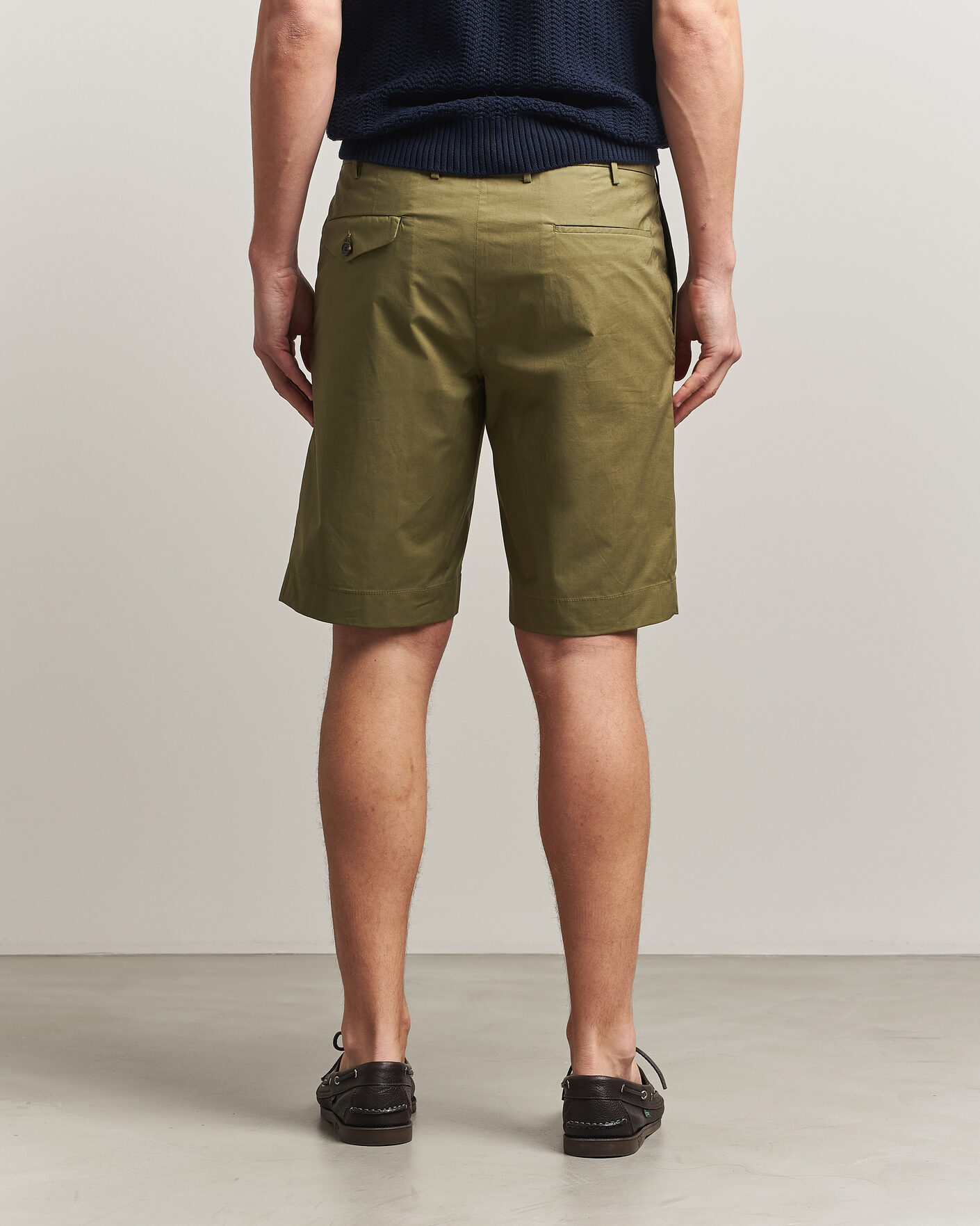 Uomini | Pantaloncini | Incotex | Cotton Poplin Shorts Olive