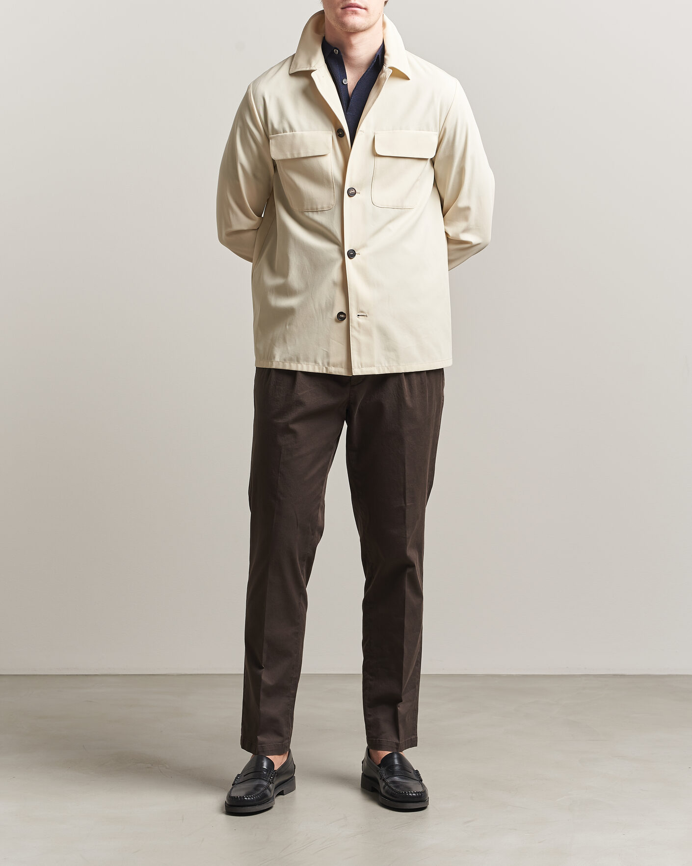 Uomini | Camicie | Incotex | Ice Cotton Twill Overshirt Natural