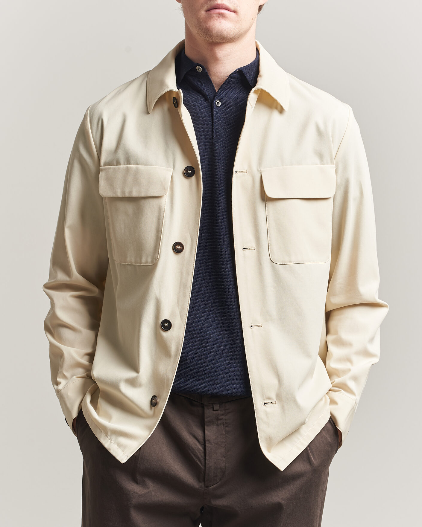 Uomini | Camicie | Incotex | Ice Cotton Twill Overshirt Natural