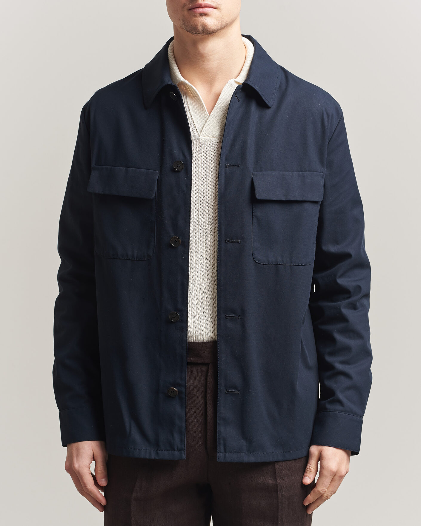 Uomini | Camicie | Incotex | Ice Cotton Twill Overshirt Navy