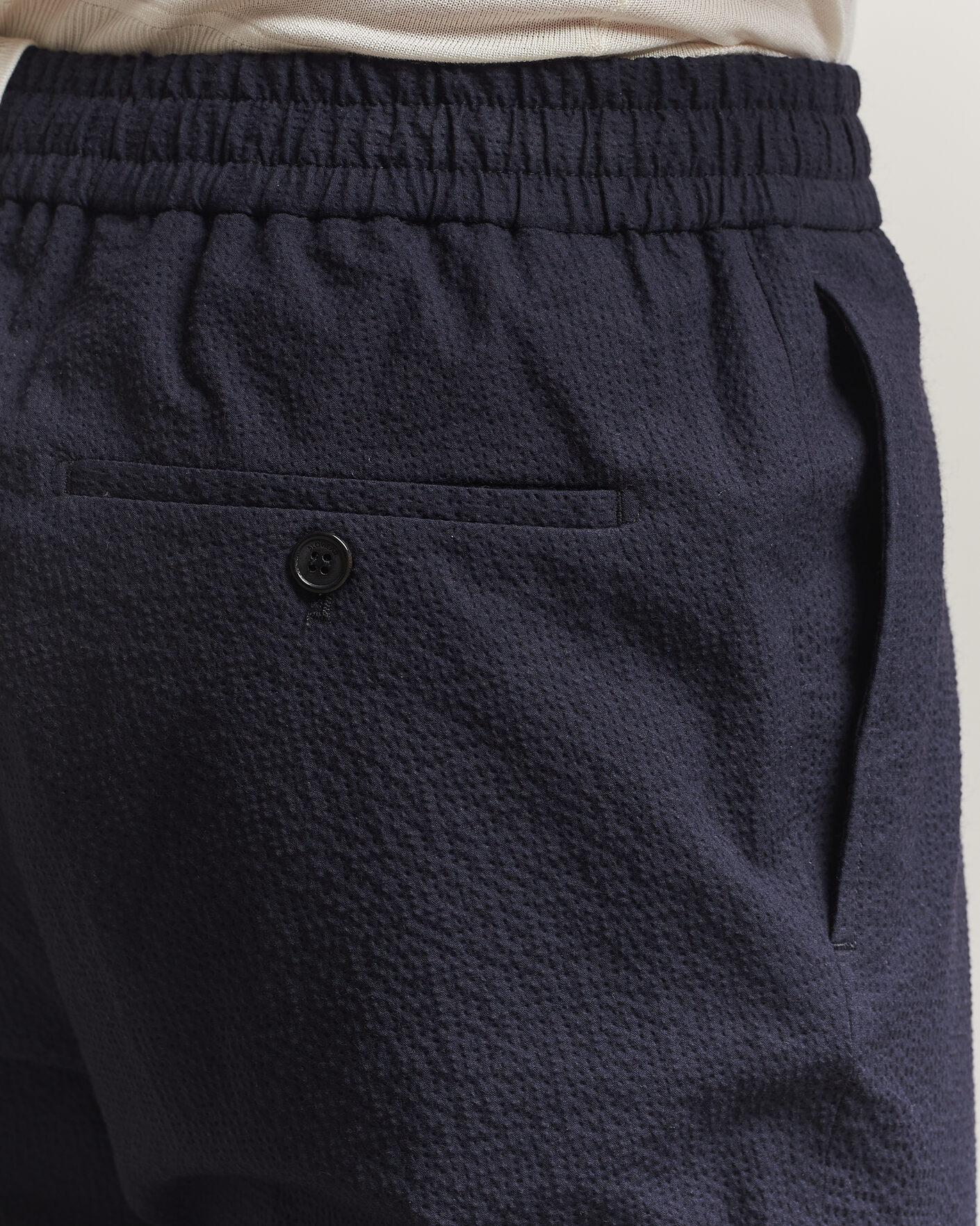Uomini | Pantaloni | Incotex | Tapered Fit Seersucker Pants Navy