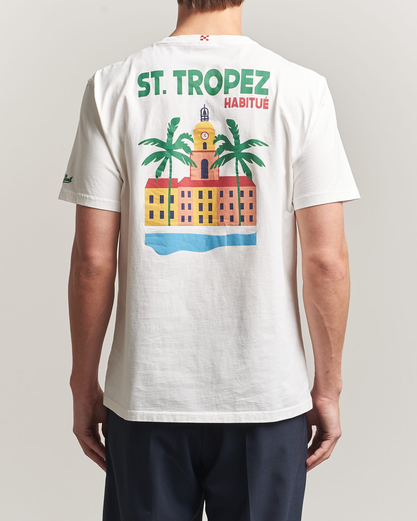 Uomini | T-shirt | MC2 Saint Barth | Back Printed Cotton T-Shirt St Tropez Sun