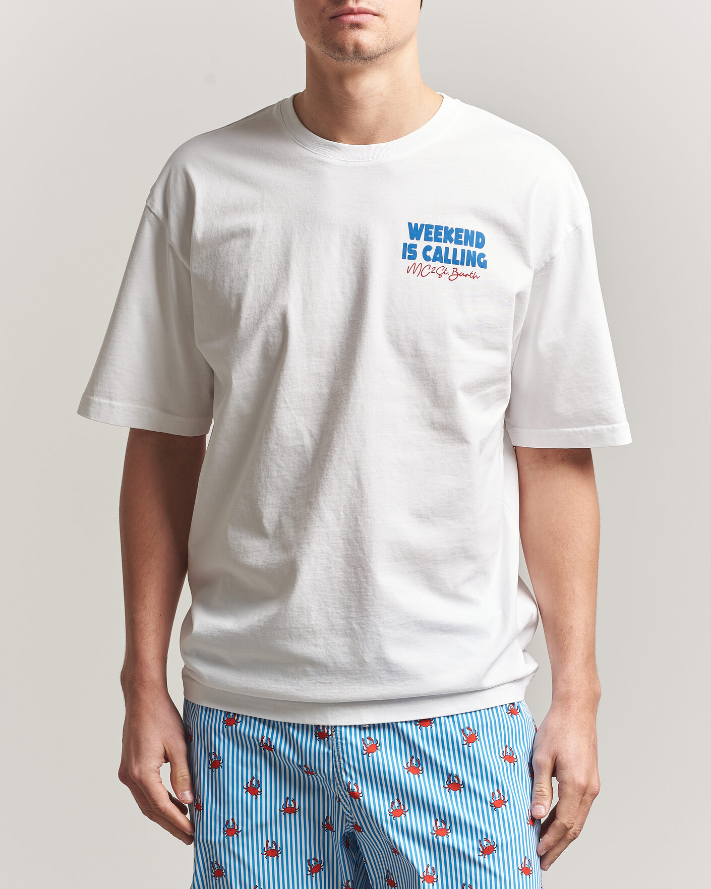 Uomini | T-shirt | MC2 Saint Barth | Back Printed Cotton T-Shirt Weekend Jet