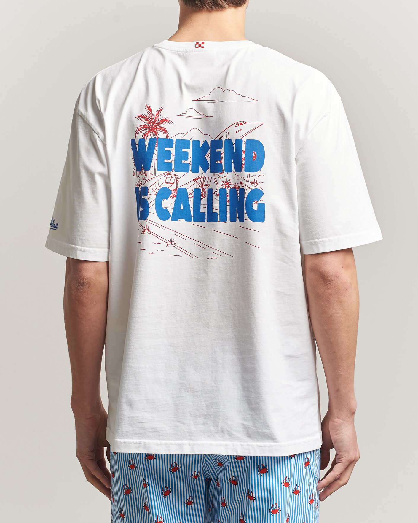 Uomini | T-shirt | MC2 Saint Barth | Back Printed Cotton T-Shirt Weekend Jet