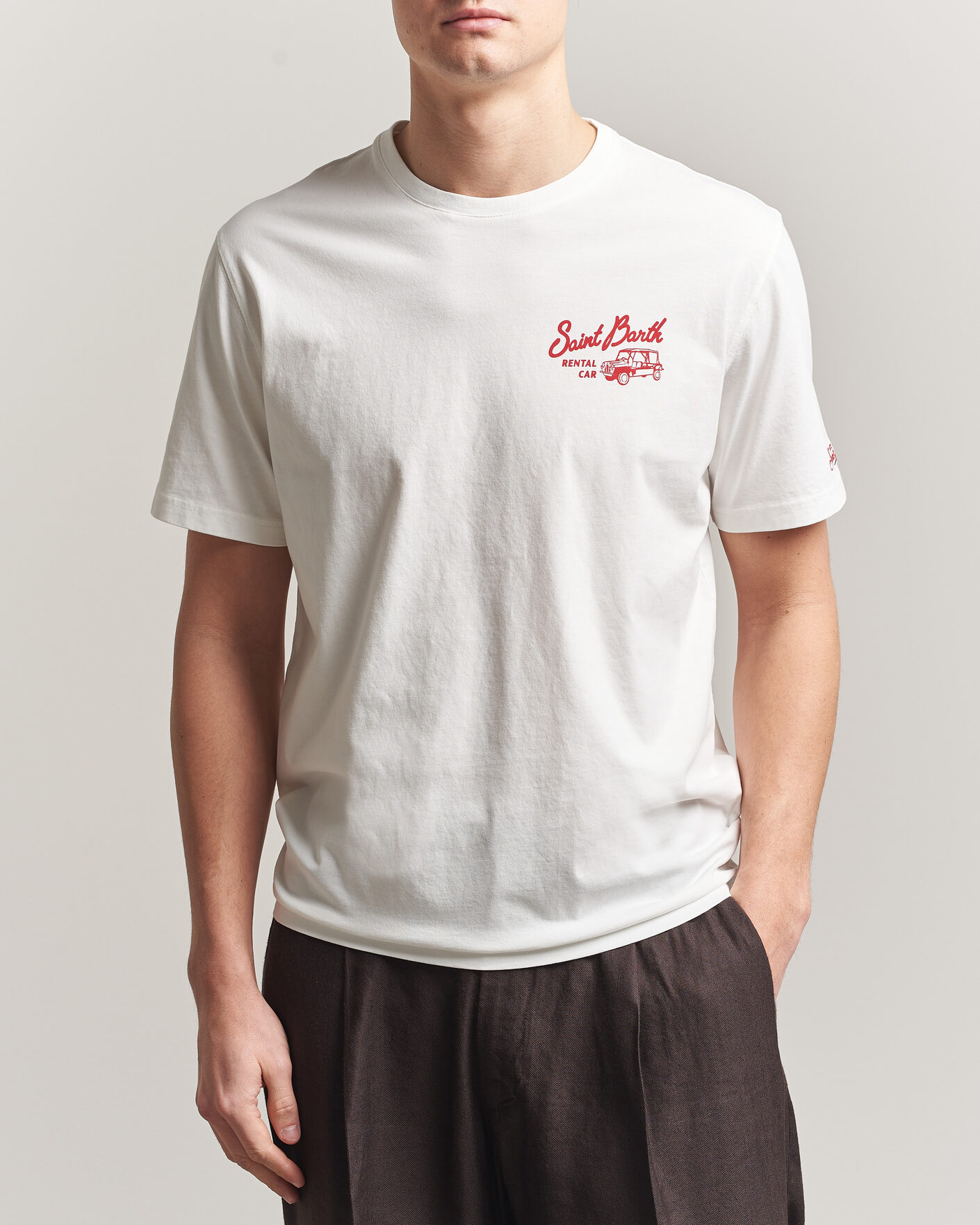 Uomini | T-shirt | MC2 Saint Barth | Back Printed Cotton T-Shirt Rental Car
