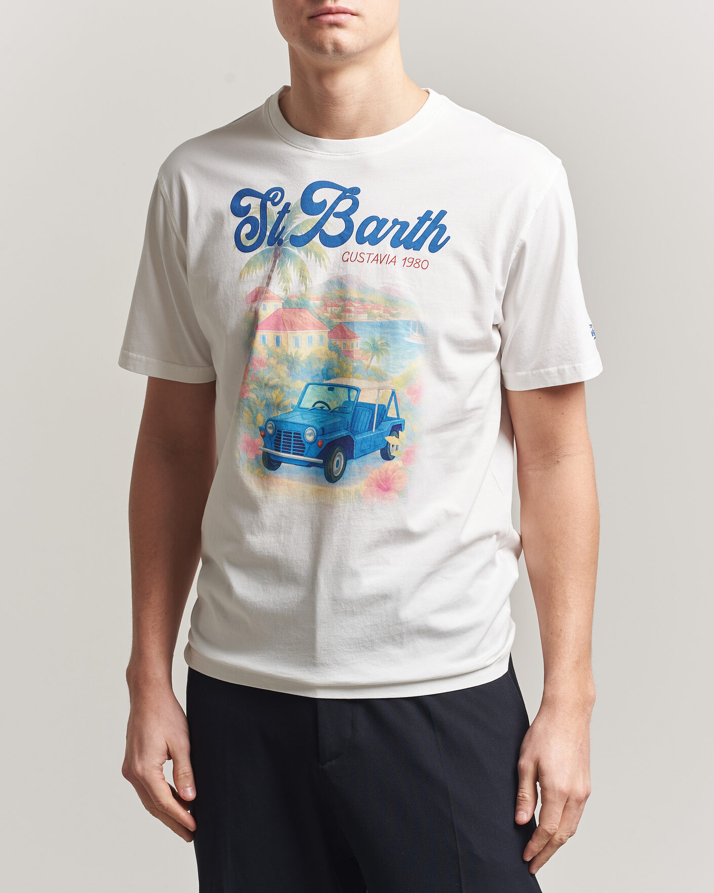 Uomini | T-shirt | MC2 Saint Barth | Printed Cotton T-Shirt Ibiscus Car