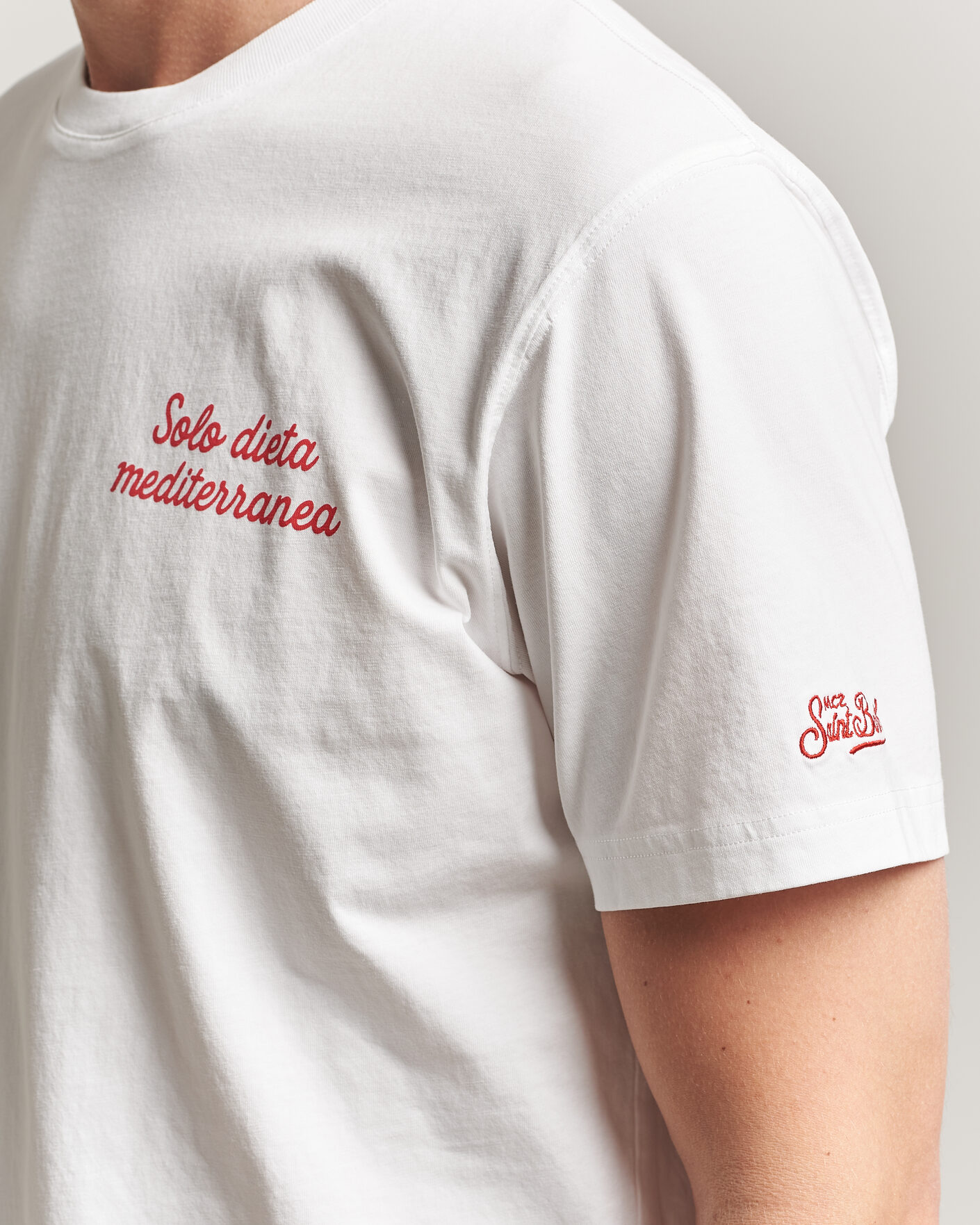 Uomini | T-shirt | MC2 Saint Barth | Back Printed Cotton T-Shirt Dieta Mediterranea