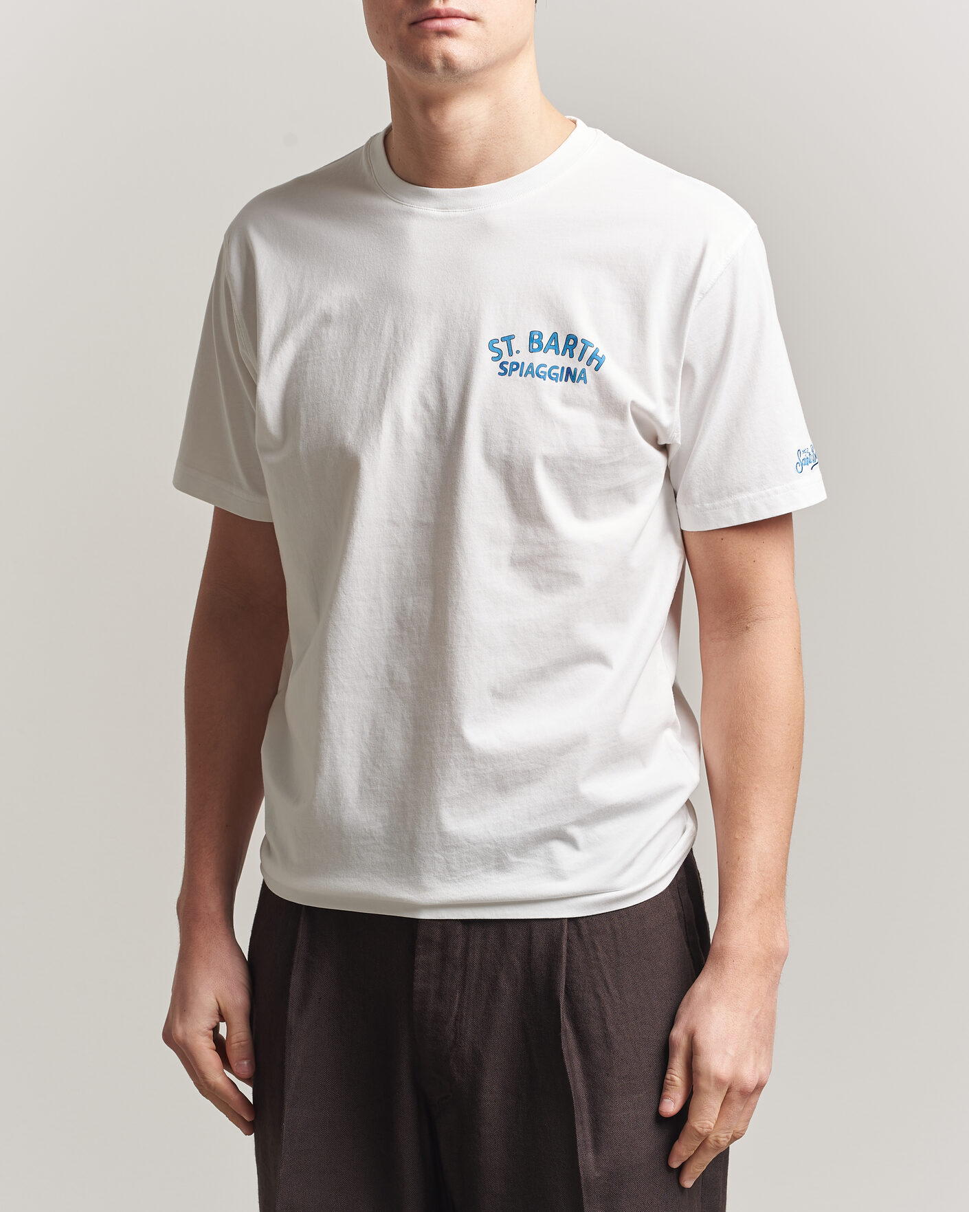Uomini | T-shirt | MC2 Saint Barth | Back Printed Cotton T-Shirt Spiaggina