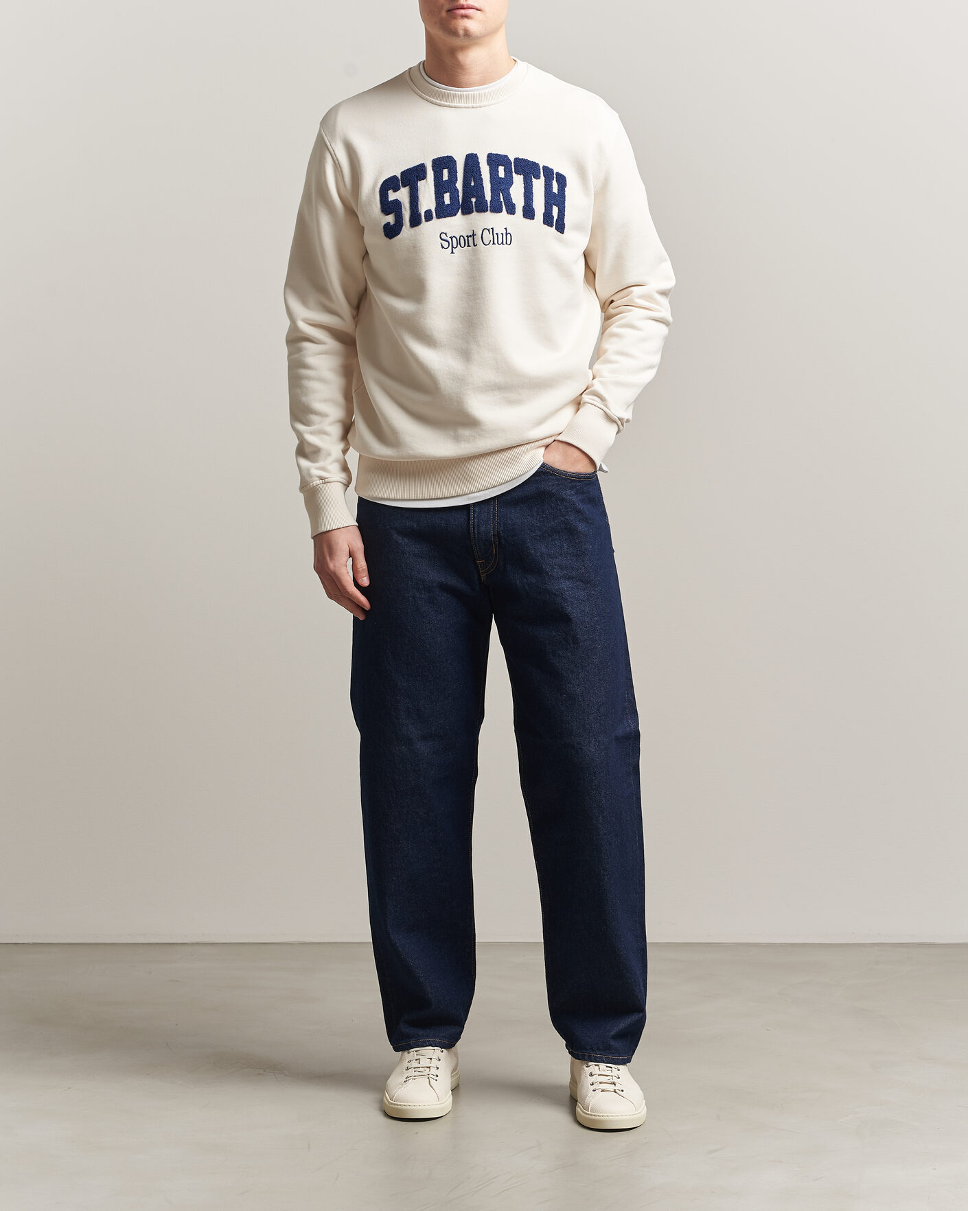 Uomini | Maglieria | MC2 Saint Barth | Terry Cotton Logo Sweatshirt Off White