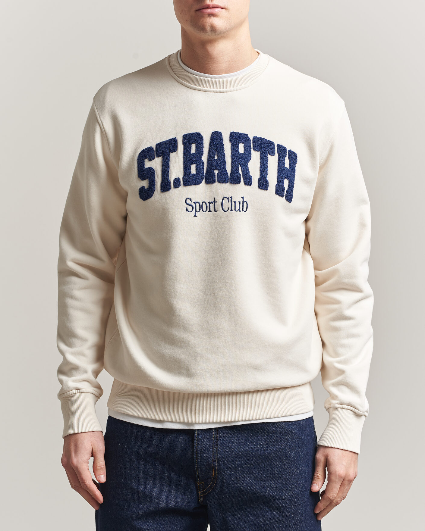 Uomini | Maglieria | MC2 Saint Barth | Terry Cotton Logo Sweatshirt Off White