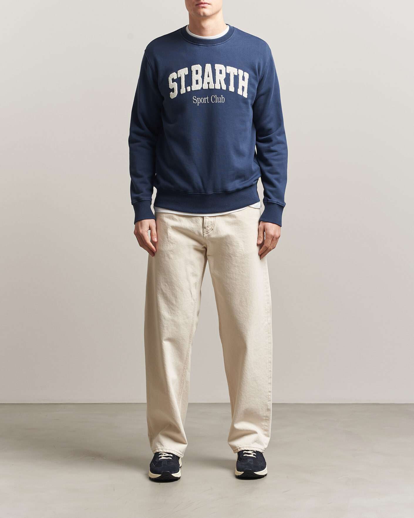 Uomini | Maglieria | MC2 Saint Barth | Terry Cotton Logo Sweatshirt Navy