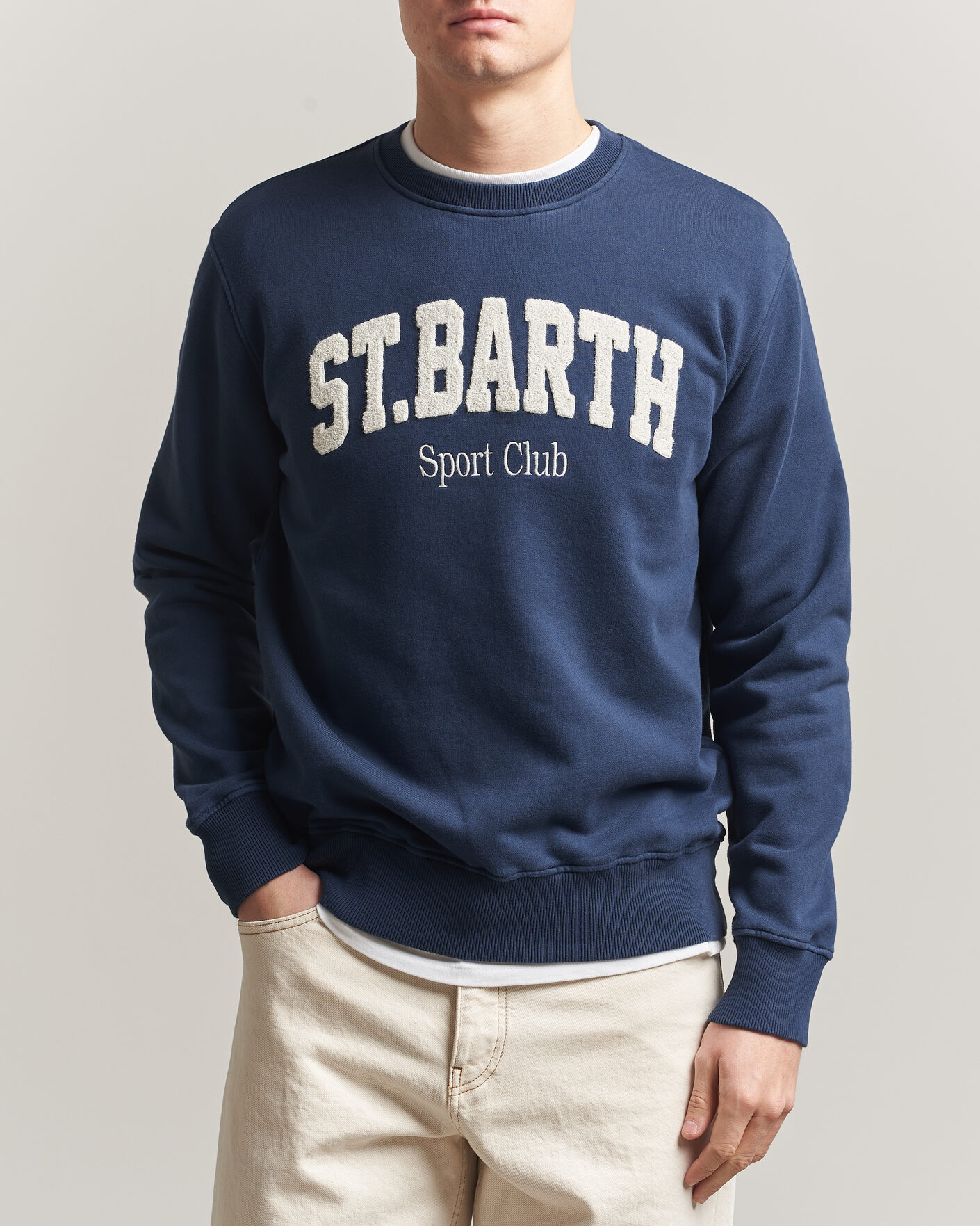 Uomini | Maglieria | MC2 Saint Barth | Terry Cotton Logo Sweatshirt Navy