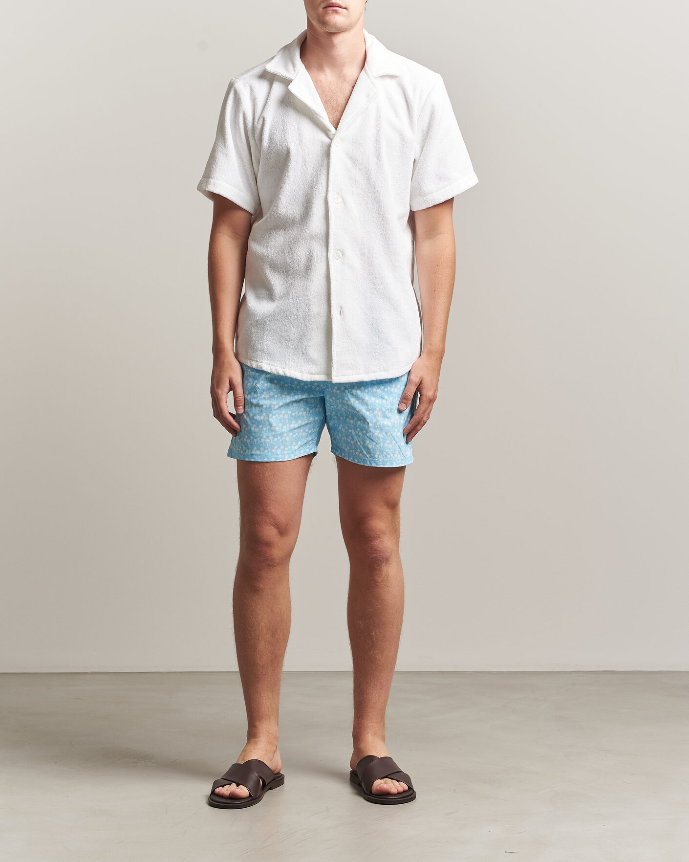Uomini | Costumi da bagno | MC2 Saint Barth | Printed Swim Shorts Blue Palms