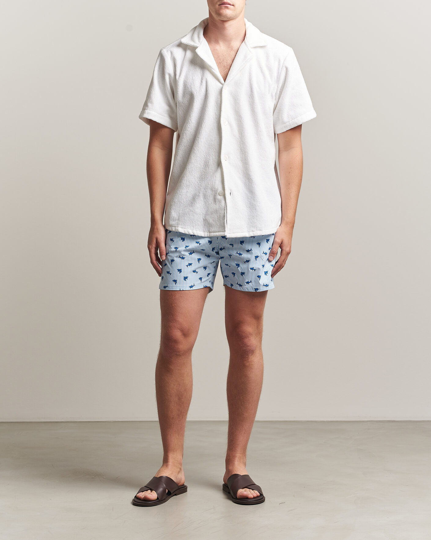 Uomini | Costumi da bagno | MC2 Saint Barth | Printed Swim Shorts Blue Sharks