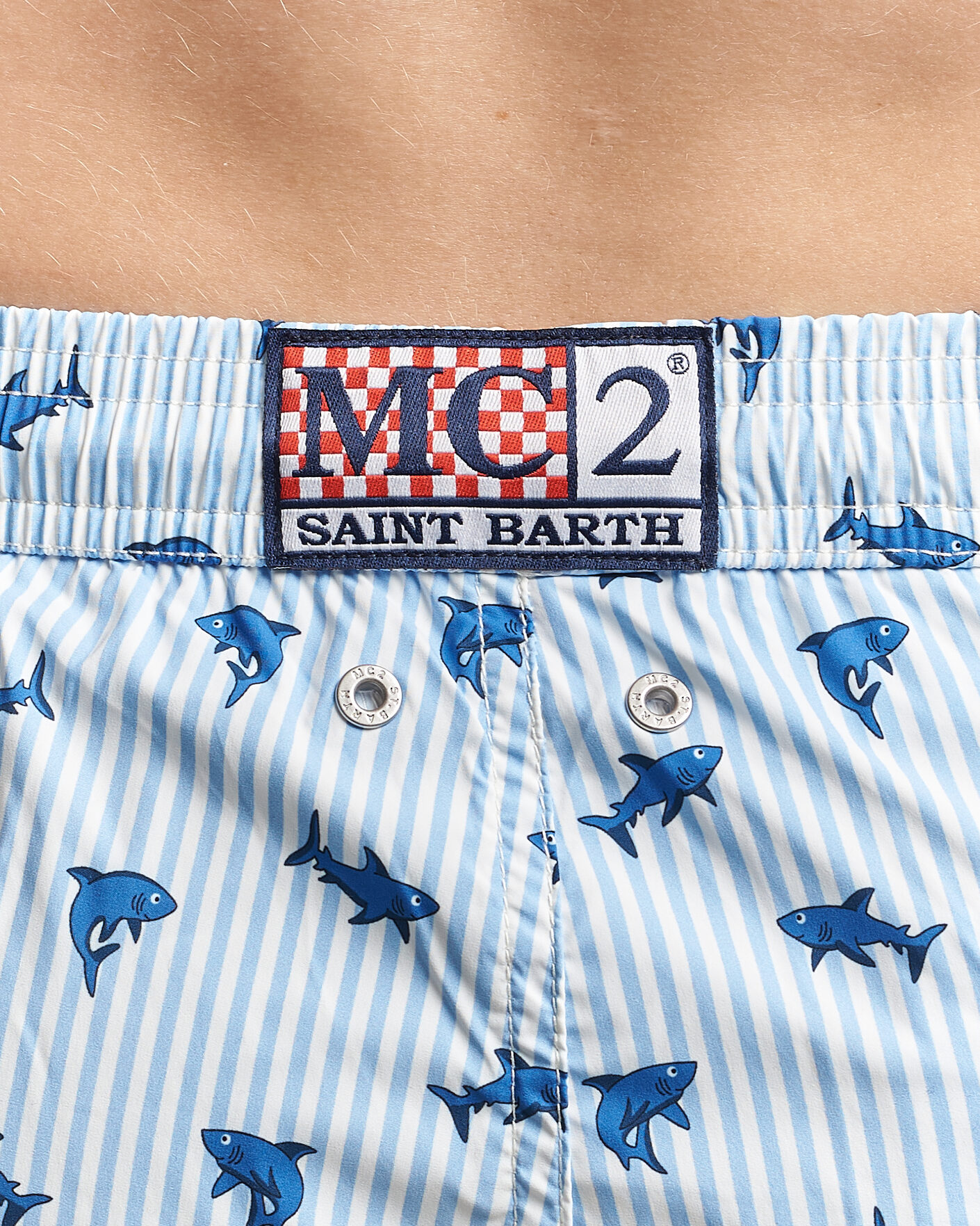 Uomini | Costumi da bagno | MC2 Saint Barth | Printed Swim Shorts Blue Sharks