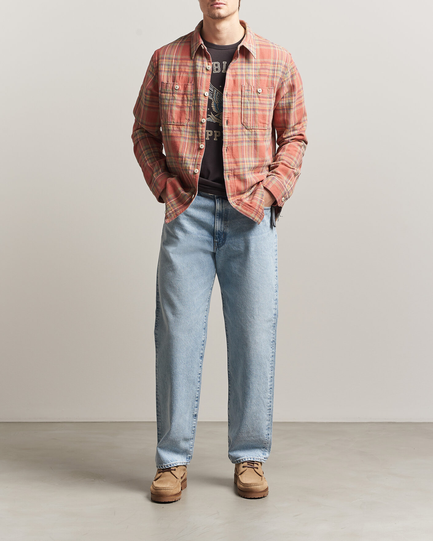 Uomini | Camicie | RRL | Cameron Double Pocket Shirt Red/Blue Check